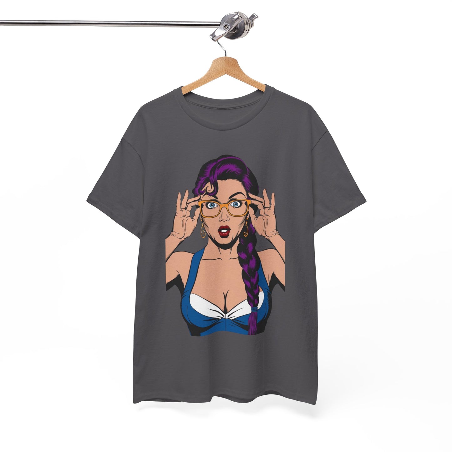 Sexy PopArt Girl Glasses and Braids Tshirt unisex heavy cotton