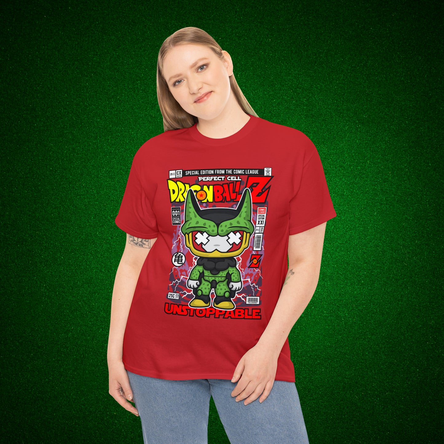 Perfect Cell DragonBall Z Pop Culture Mock Comic Cover heavy cotton T-shirt