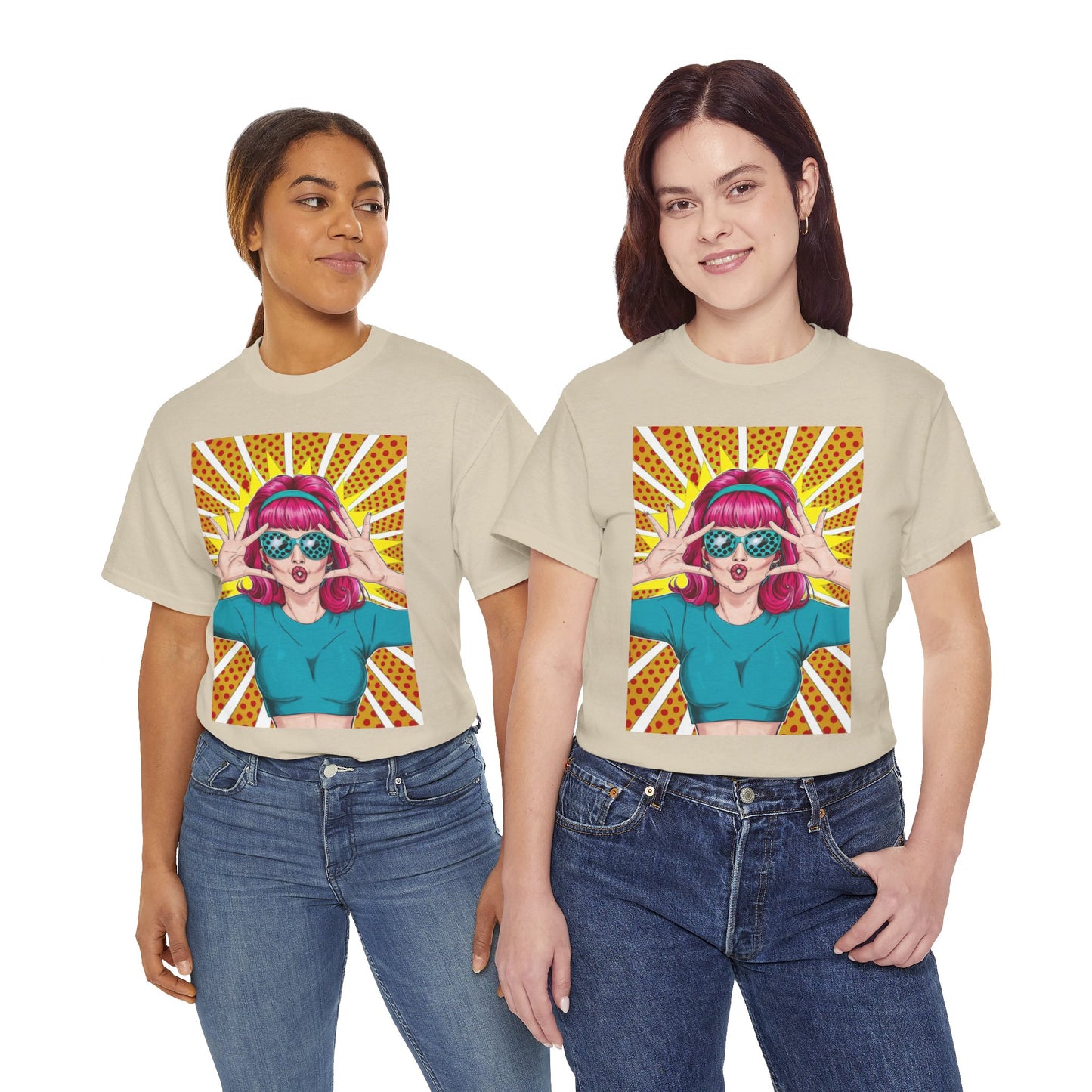 Sexy Retro PopArt Girl Vibrant Colors Unisex heavy cotton Tshirt