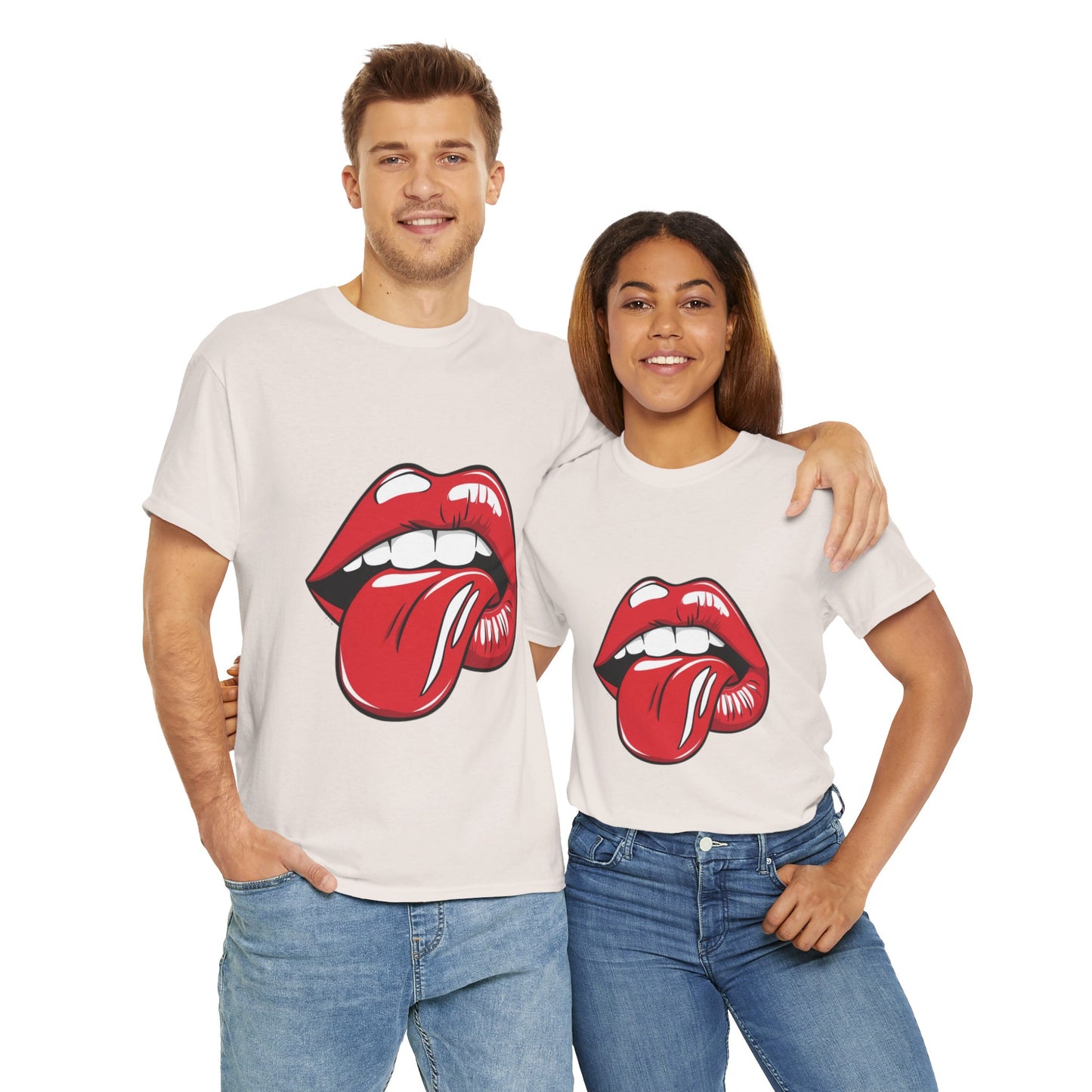 Sexy Retro PopArt Red Lips and Tounge Unisex heavy cotton Tshirt