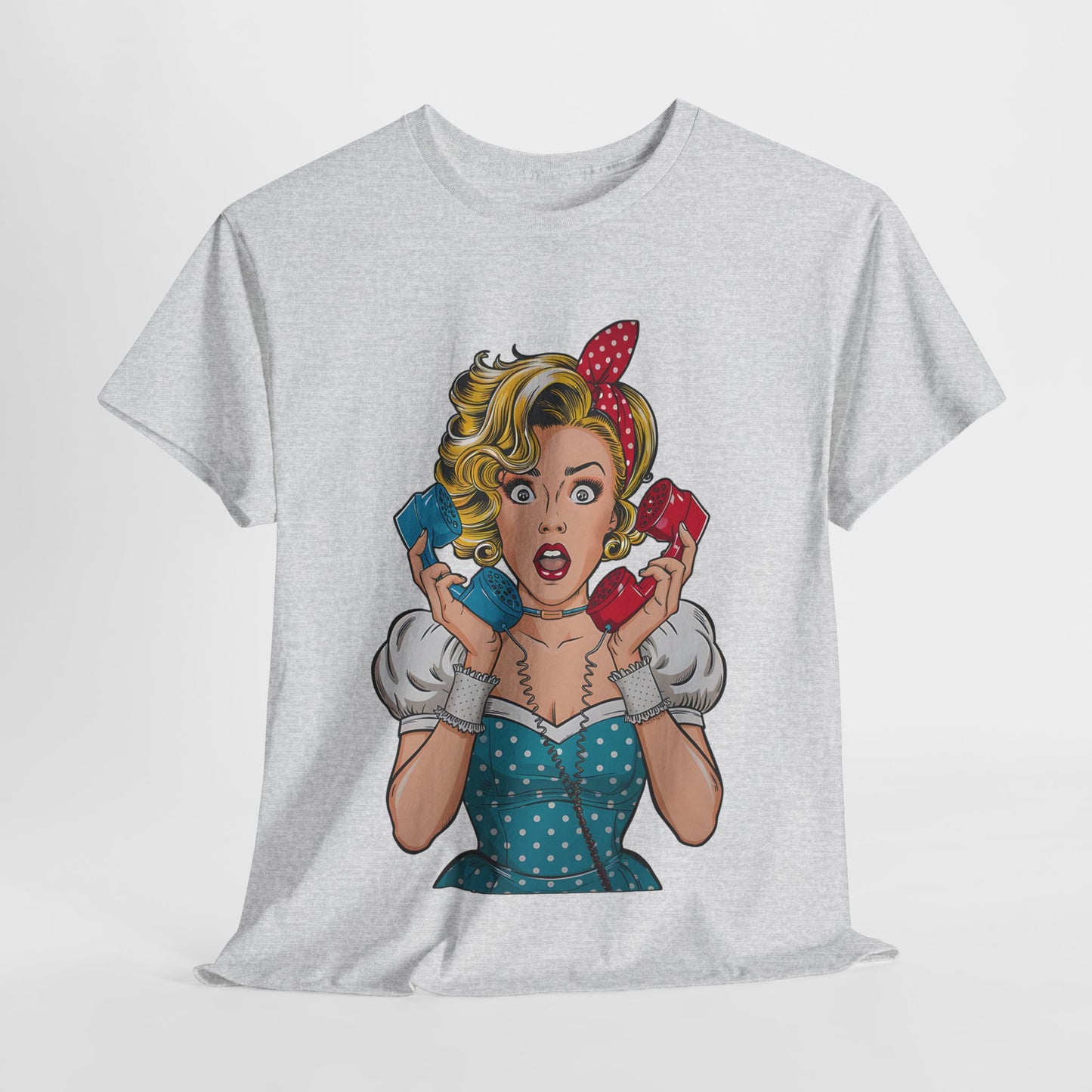 PopArt Girl on the Phone  Tshirt unisex heavy cotton