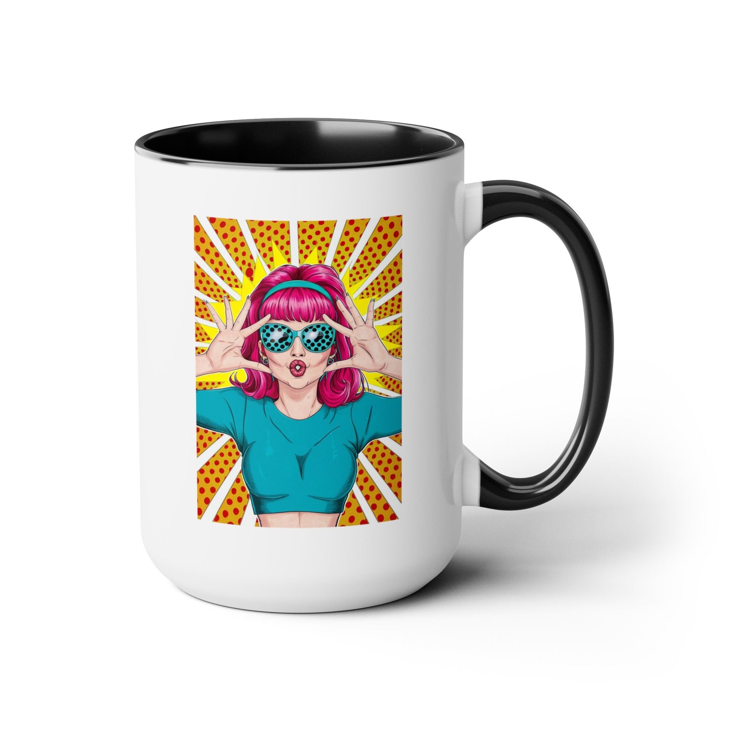 Sexy Retro PopArt Girl with Vibrant Colors 15oz Coffee Mug