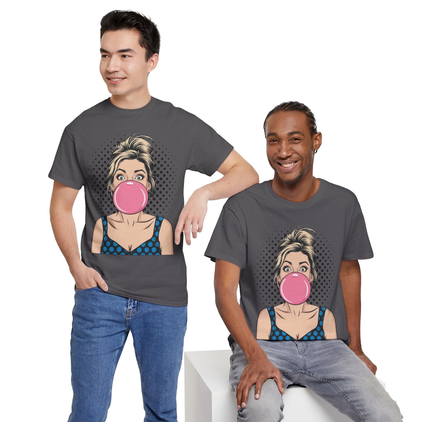 PopArt Girl Bubble Gum Bubble Tshirt unisex heavy cotton