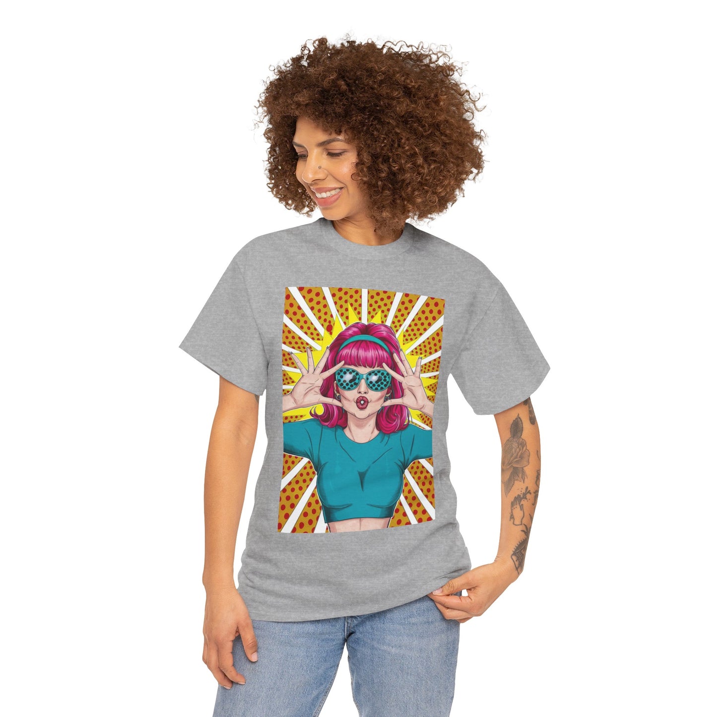 Sexy Retro PopArt Girl Vibrant Colors Unisex heavy cotton Tshirt