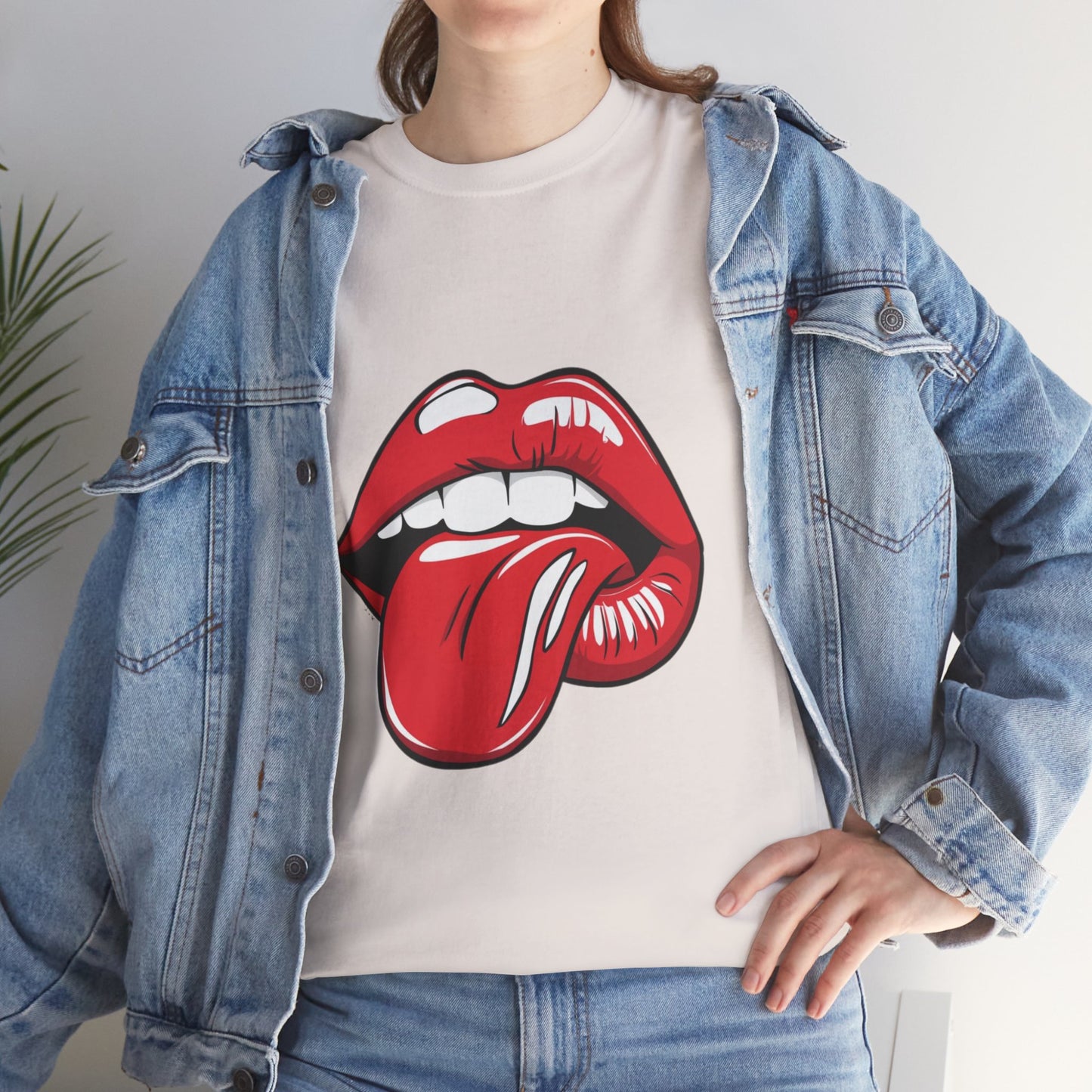 Sexy Retro PopArt Red Lips and Tounge Unisex heavy cotton Tshirt