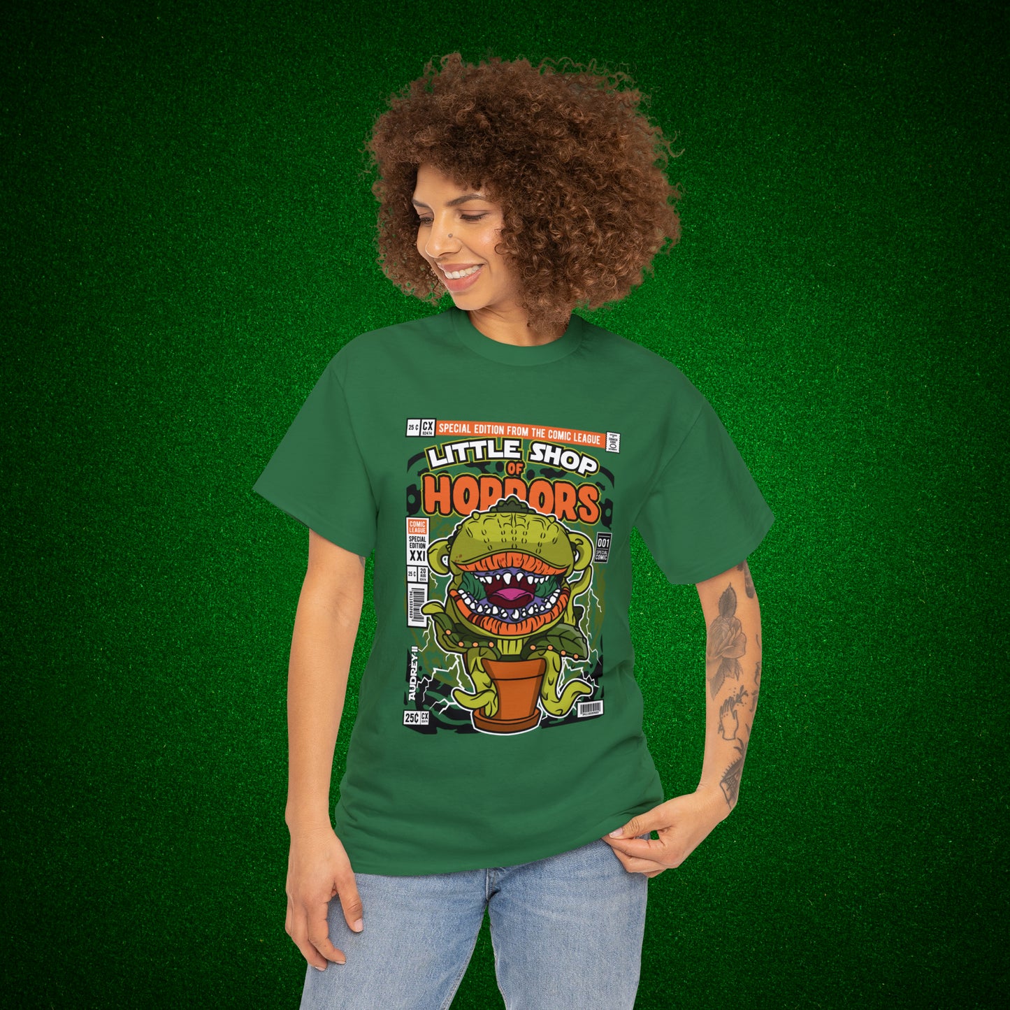 Little Shop of Horrors Audrey Pop Culture Mock Comic Cover heavy cotton T-shirt