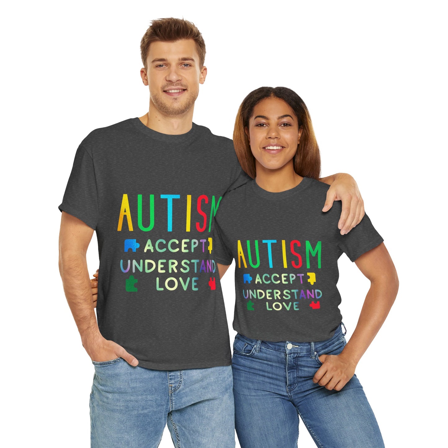 Autism ACCEPT UNDERSTAND LOVE T-shirt Unisex Heavy Cotton