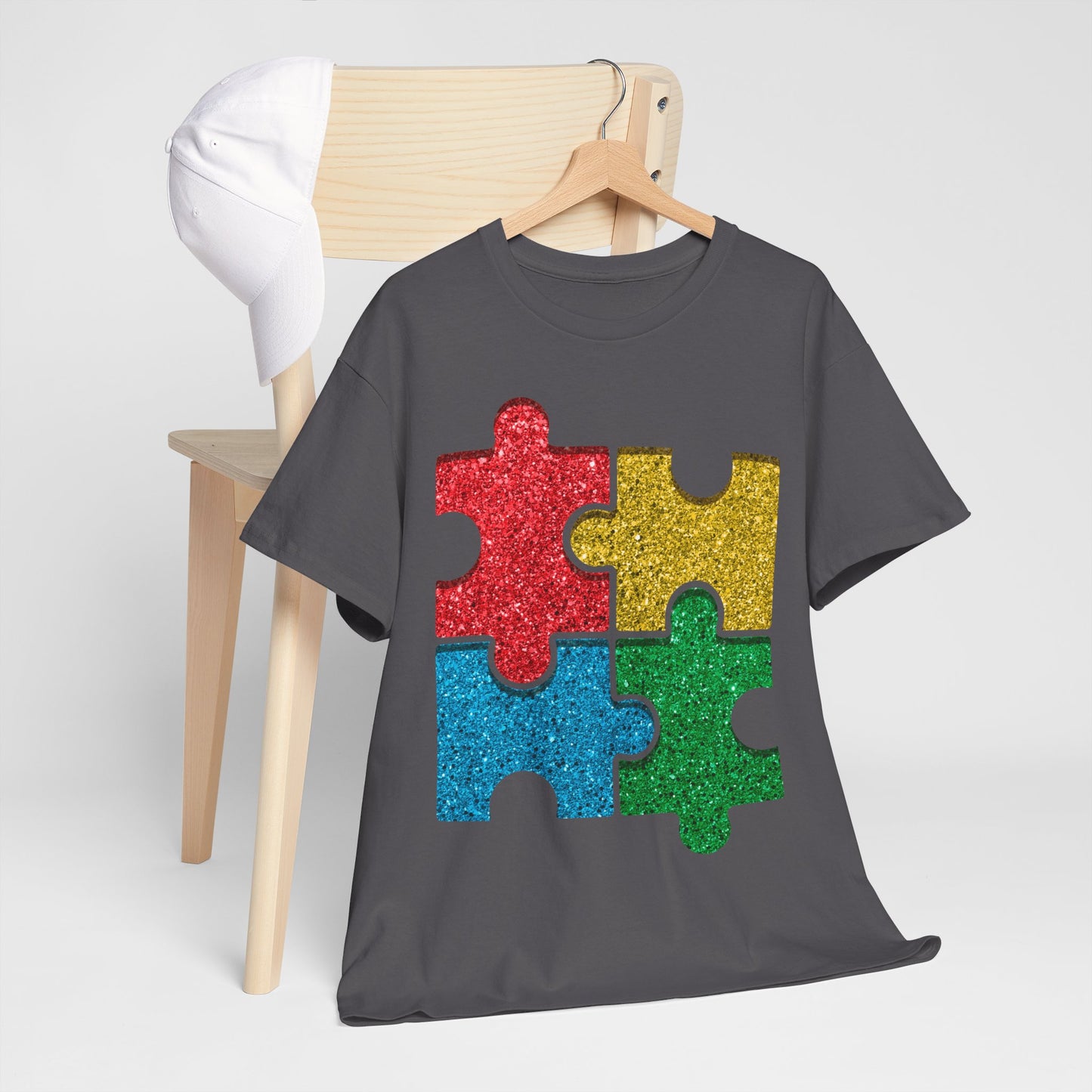 Autism Puzzle Pieces T-shirt Unisex Heavy Cotton