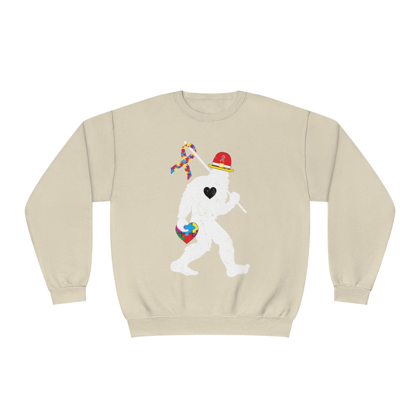Bigfoot Heart Puzzle Piece Autism Unisex NuBlend® Crewneck Sweatshirt