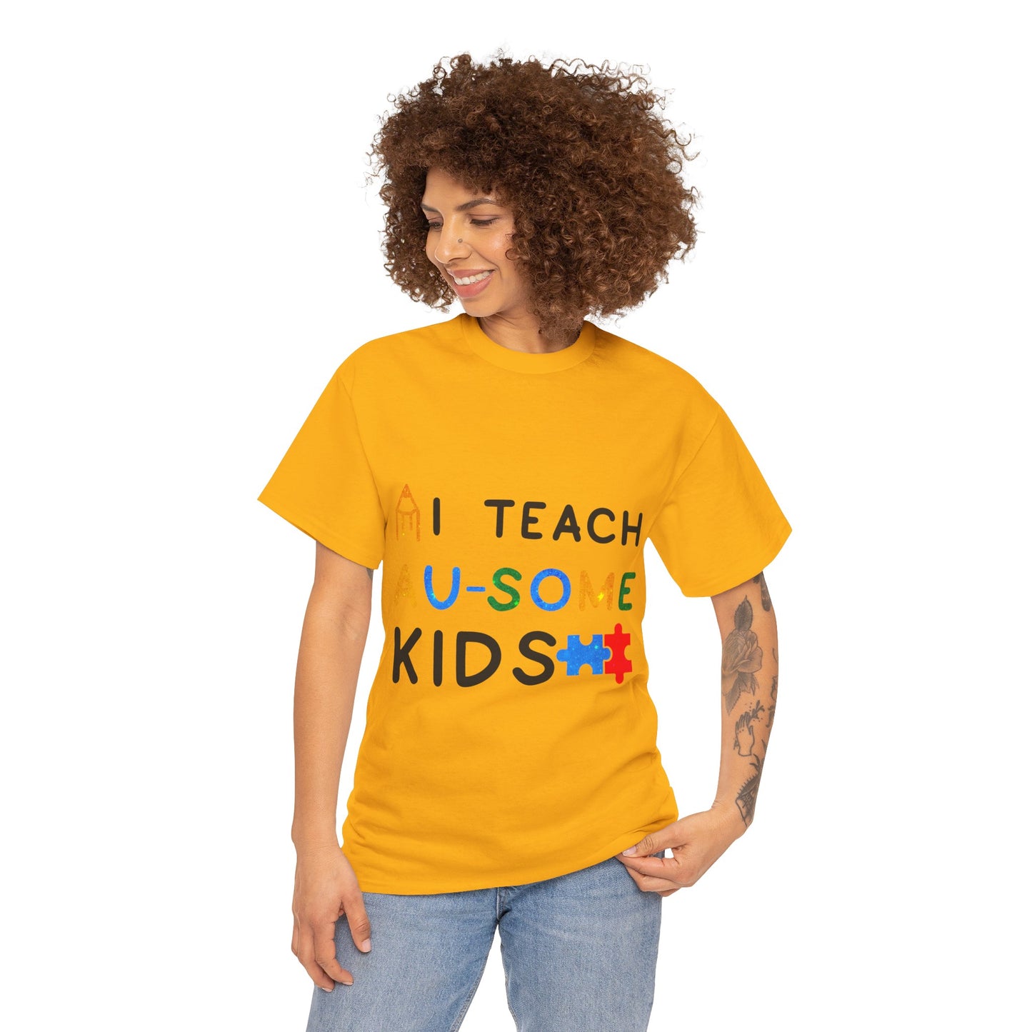 Autism I TEACH AU-SOME KIDS T-shirt Unisex Heavy Cotton