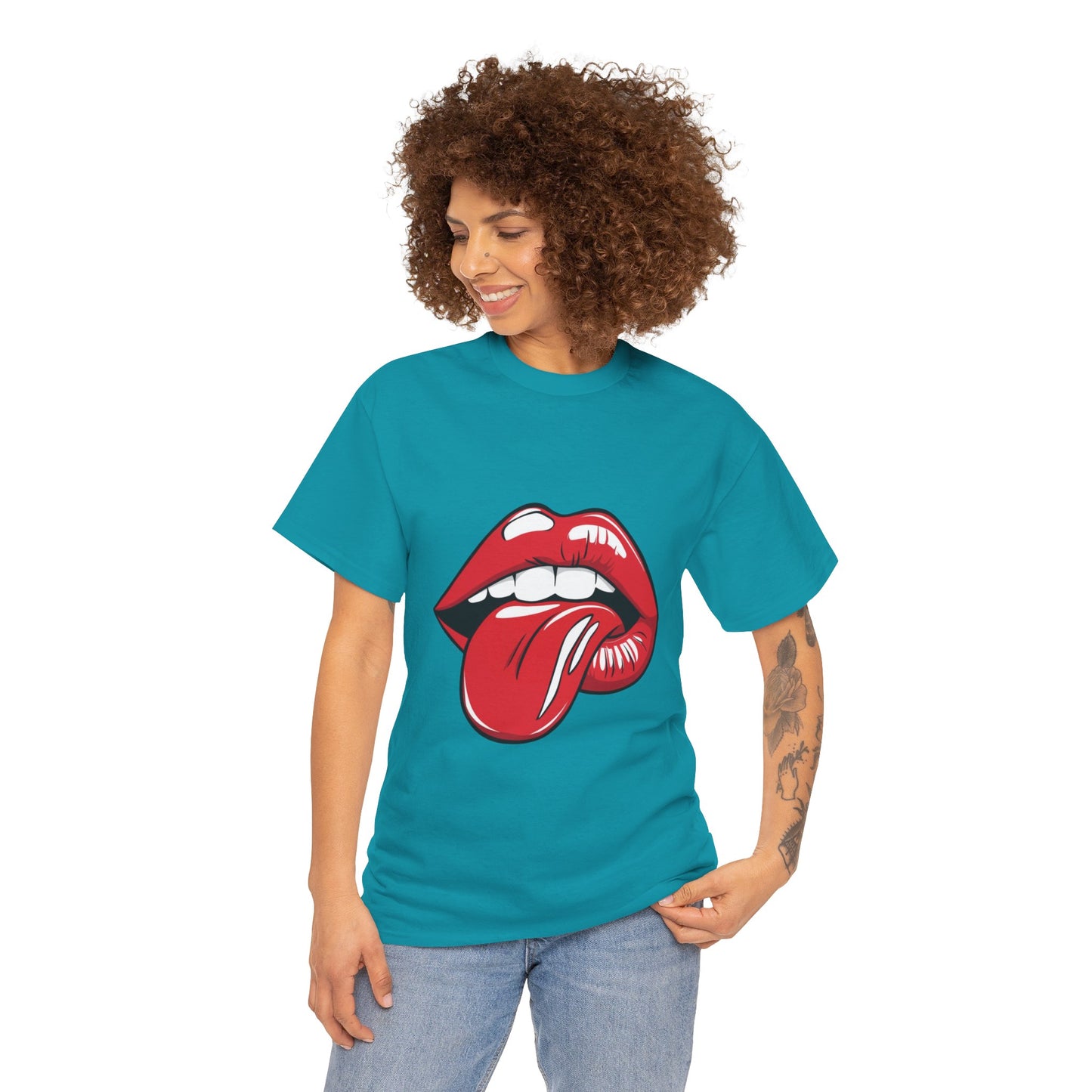 Sexy Retro PopArt Red Lips and Tounge Unisex heavy cotton Tshirt