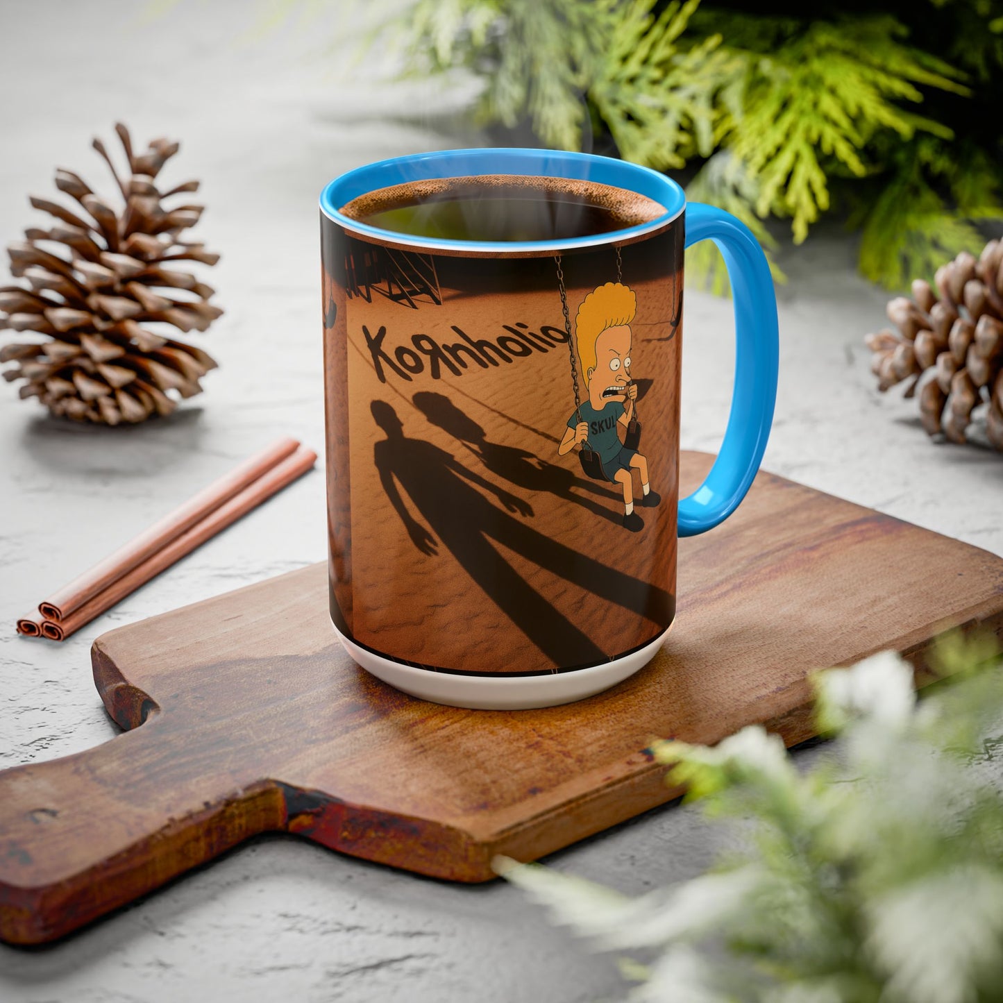 Kornholio 15 oz Coffee Mug Funny Nu Metal Cartoon Cup Multiple Colors