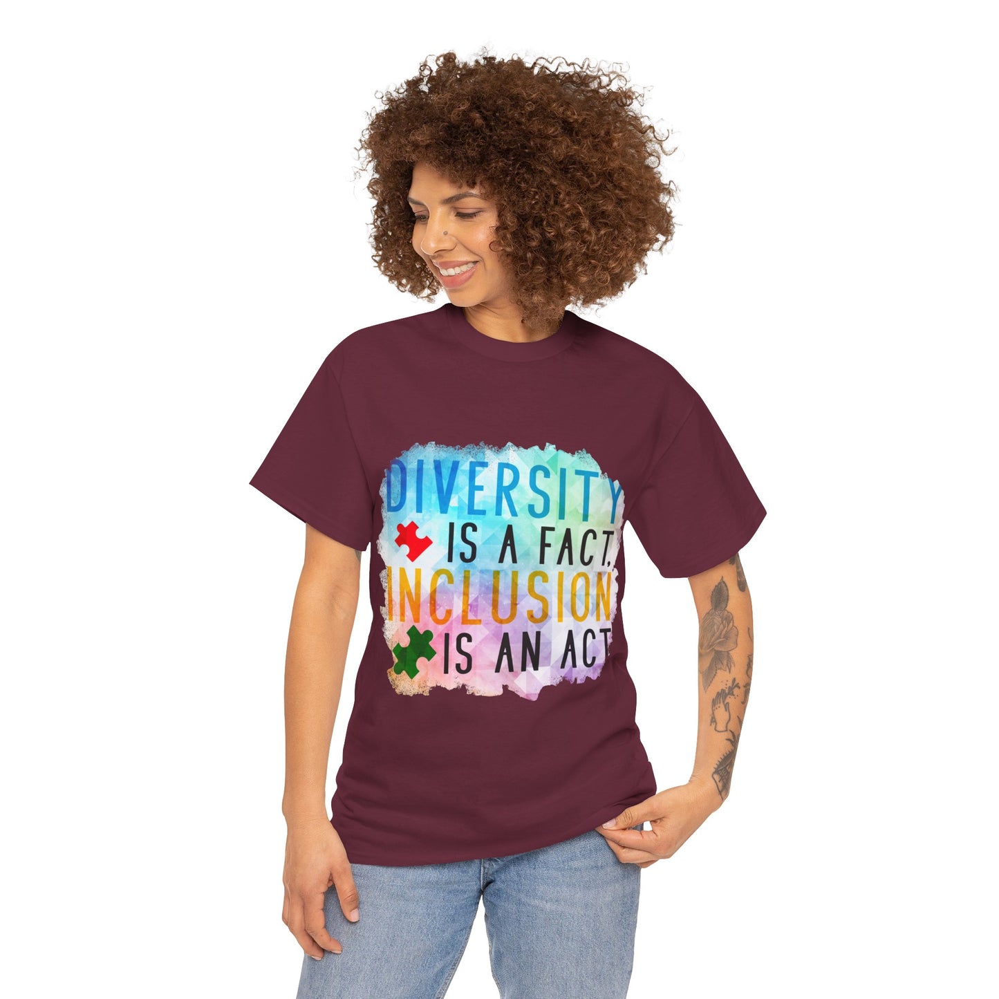 Autism Diversity is a Fact, Inclusion is an Act T-shirt Unisex Heavy Cotton