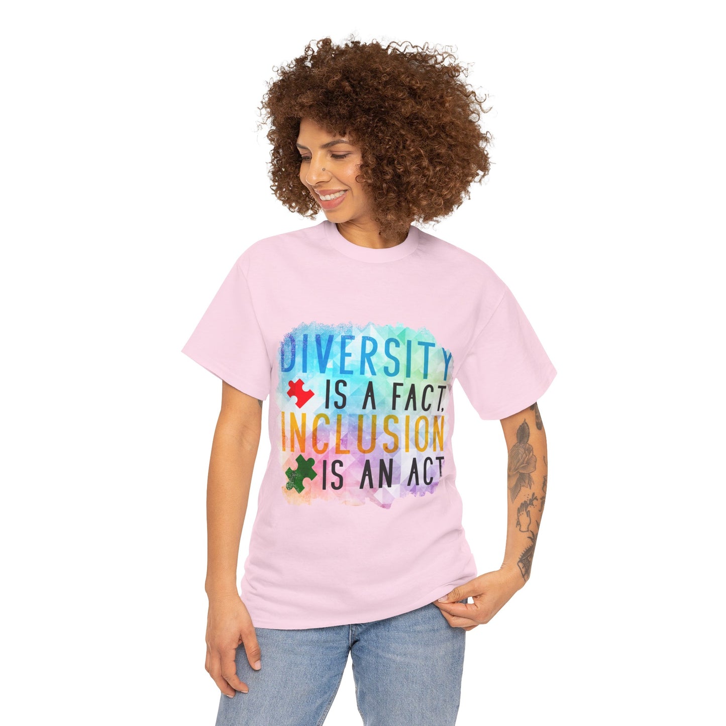 Autism Diversity is a Fact, Inclusion is an Act T-shirt Unisex Heavy Cotton