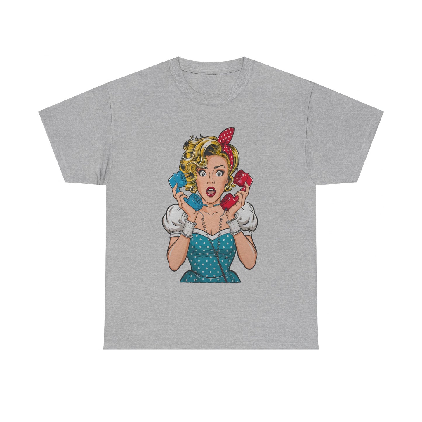 PopArt Girl on the Phone  Tshirt unisex heavy cotton