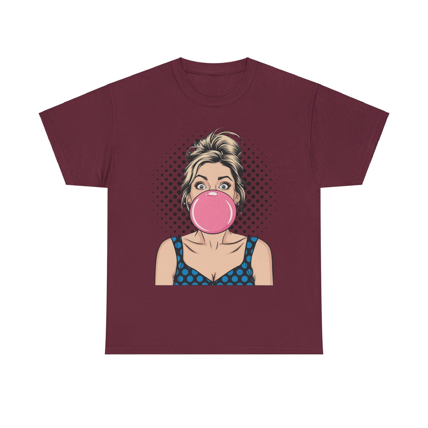 PopArt Girl Bubble Gum Bubble Tshirt unisex heavy cotton