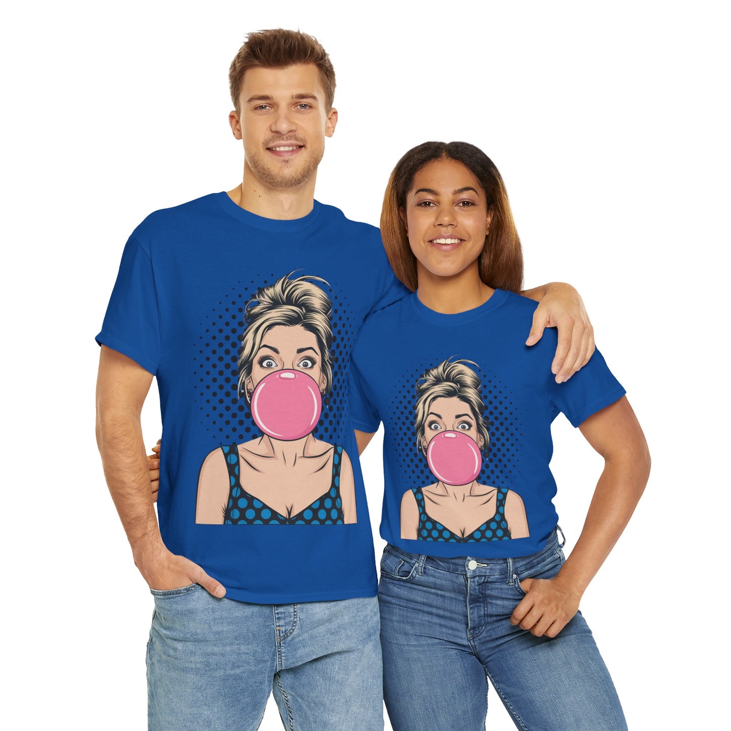 PopArt Girl Bubble Gum Bubble Tshirt unisex heavy cotton