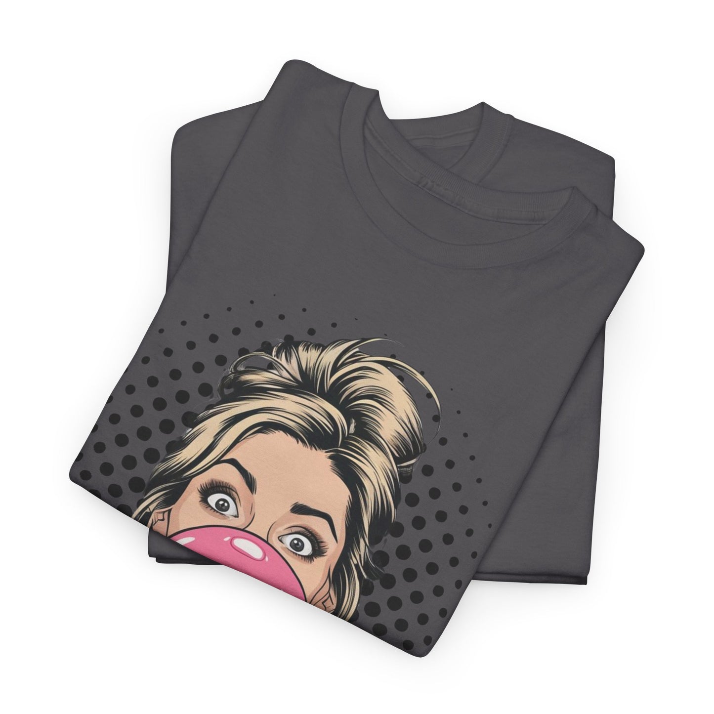 PopArt Girl Bubble Gum Bubble Tshirt unisex heavy cotton