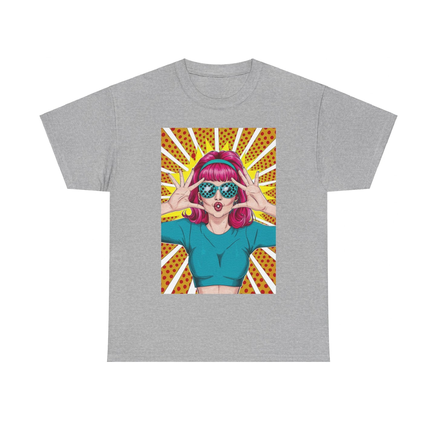 Sexy Retro PopArt Girl Vibrant Colors Unisex heavy cotton Tshirt