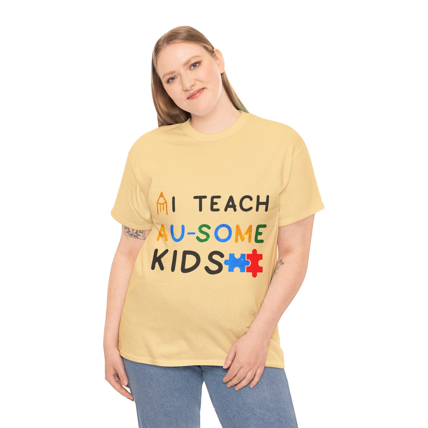 Autism I TEACH AU-SOME KIDS T-shirt Unisex Heavy Cotton