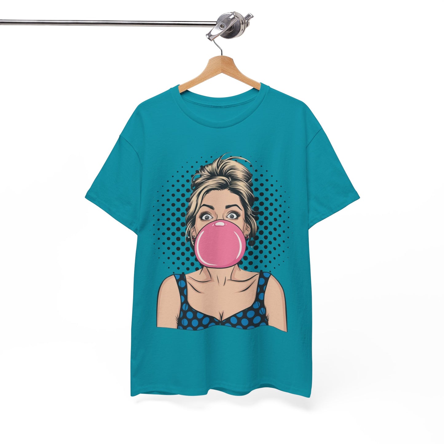PopArt Girl Bubble Gum Bubble Tshirt unisex heavy cotton
