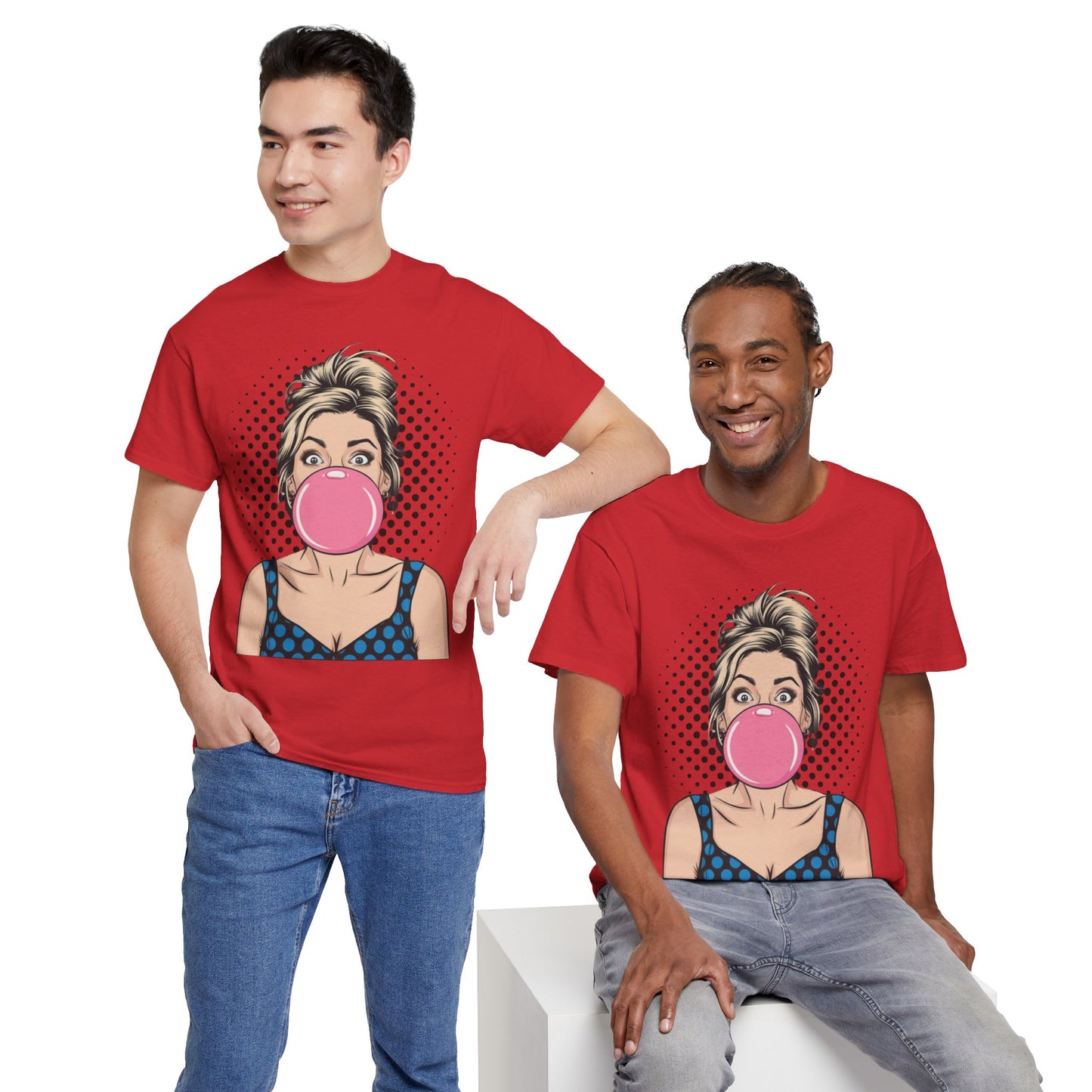 PopArt Girl Bubble Gum Bubble Tshirt unisex heavy cotton