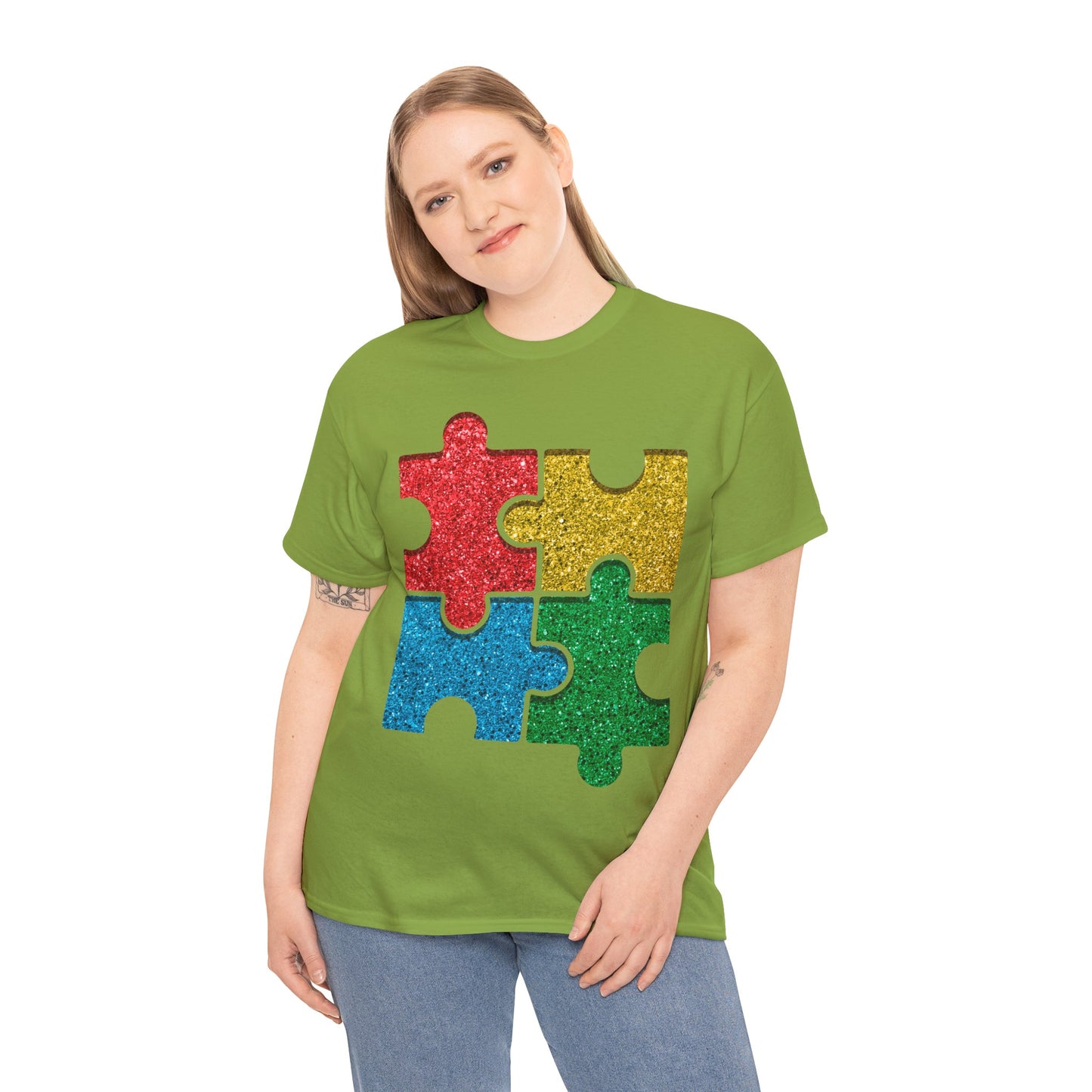 Autism Puzzle Pieces T-shirt Unisex Heavy Cotton