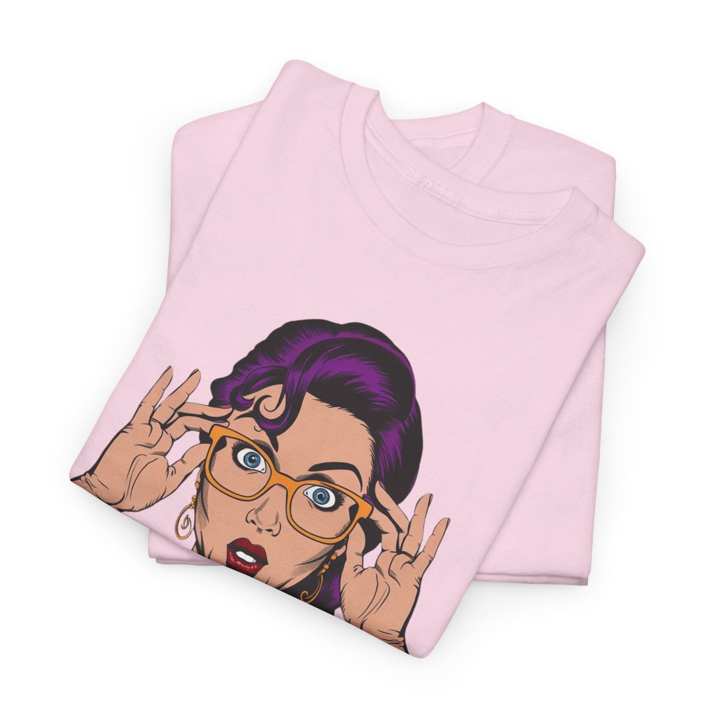 Sexy PopArt Girl Glasses and Braids Tshirt unisex heavy cotton