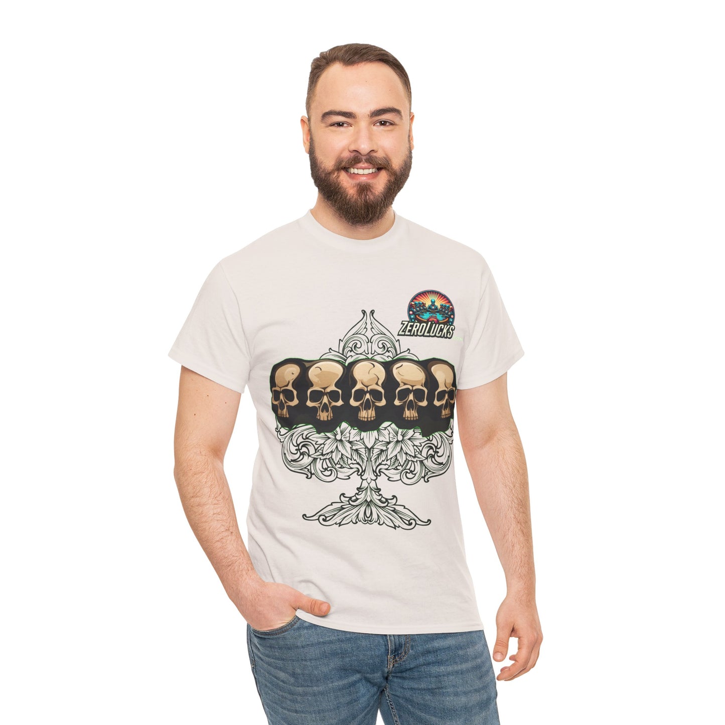 No Lucks Skulls with Spade T-shirt Unisex Heavy Cotton