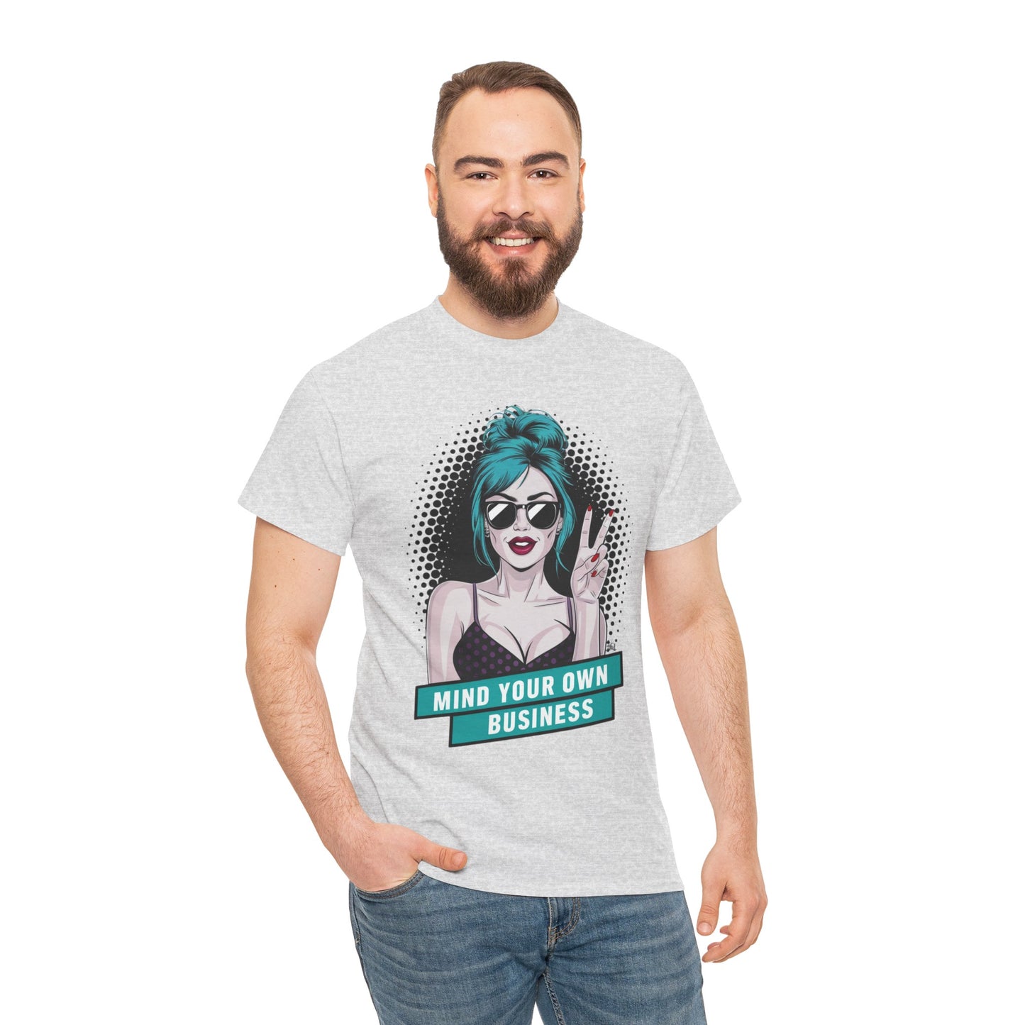 Sexy PopArt Girl Mind Your Own Business Tshirt unisex heavy cotton