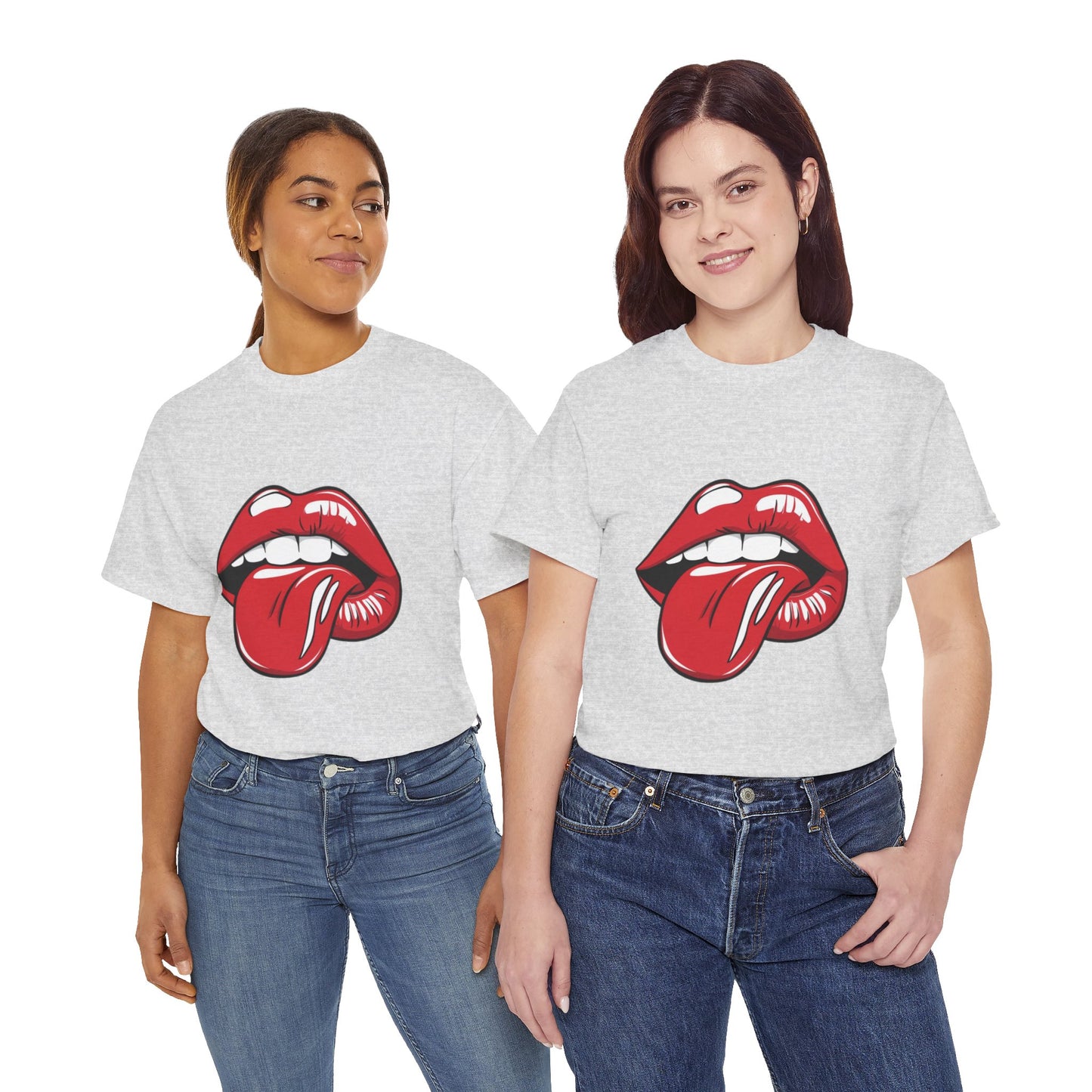 Sexy Retro PopArt Red Lips and Tounge Unisex heavy cotton Tshirt