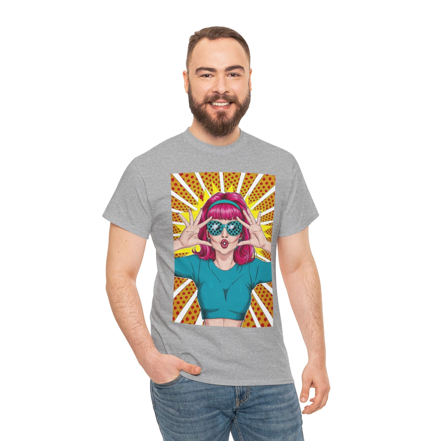 Sexy Retro PopArt Girl Vibrant Colors Unisex heavy cotton Tshirt