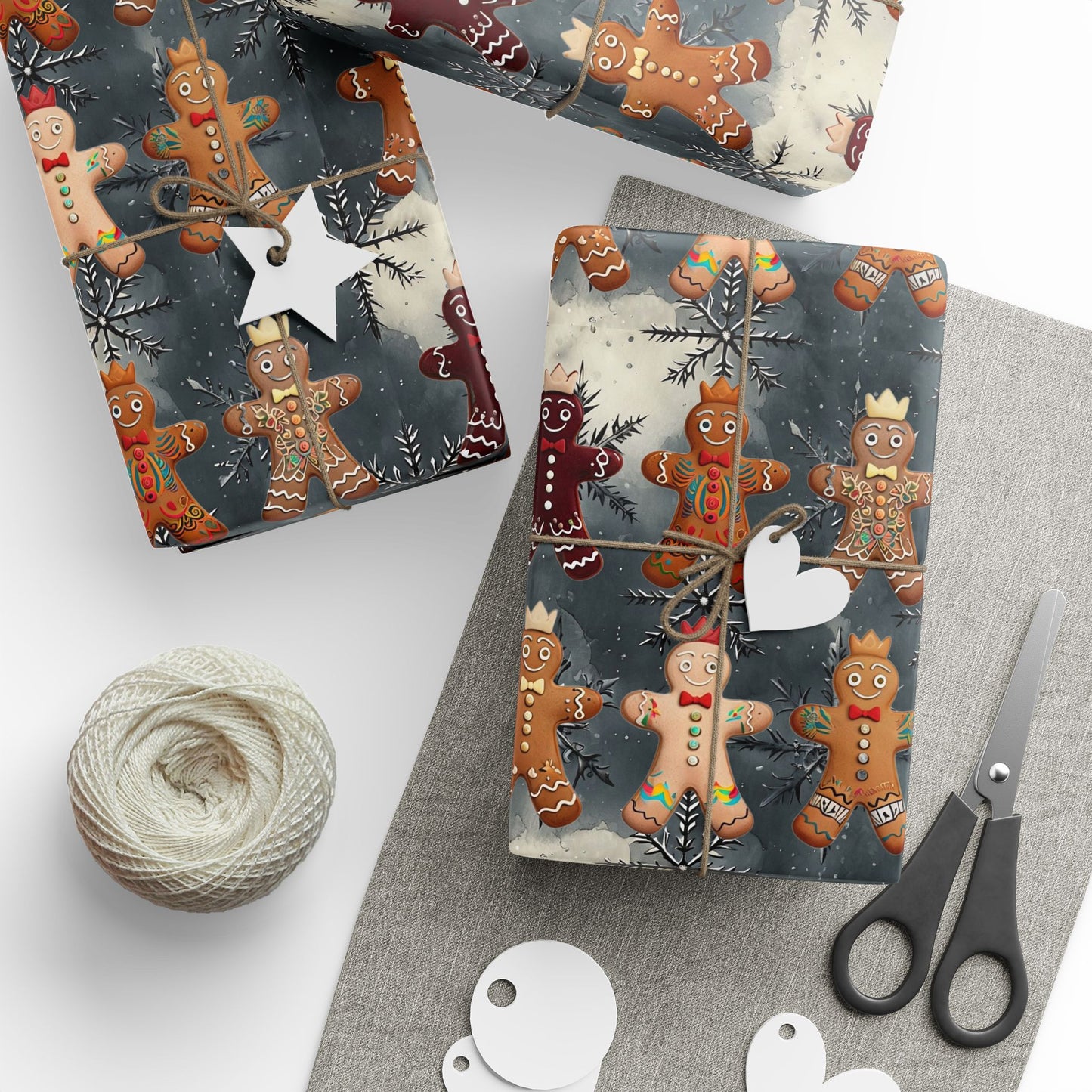 Wrapping Paper - Tattooed Gingerbread Men (Multiple lengths)