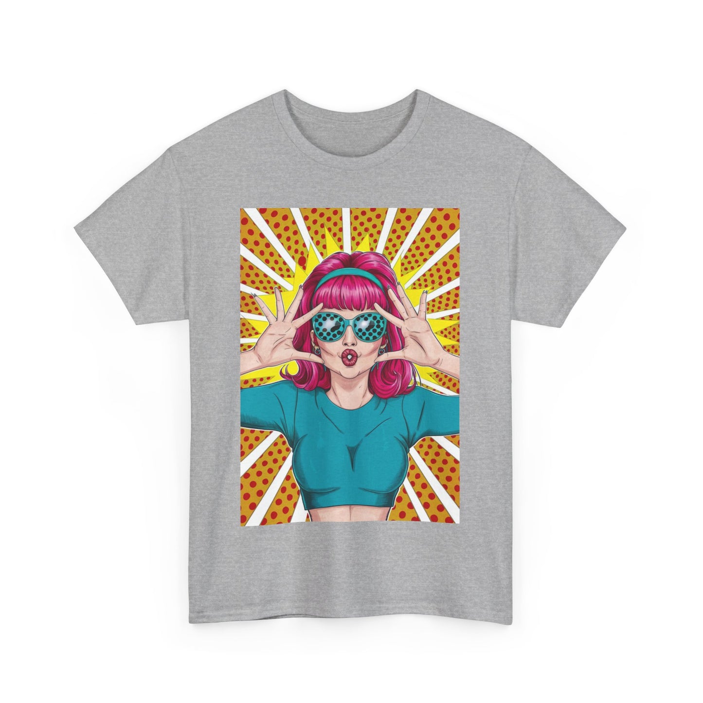 Sexy Retro PopArt Girl Vibrant Colors Unisex heavy cotton Tshirt