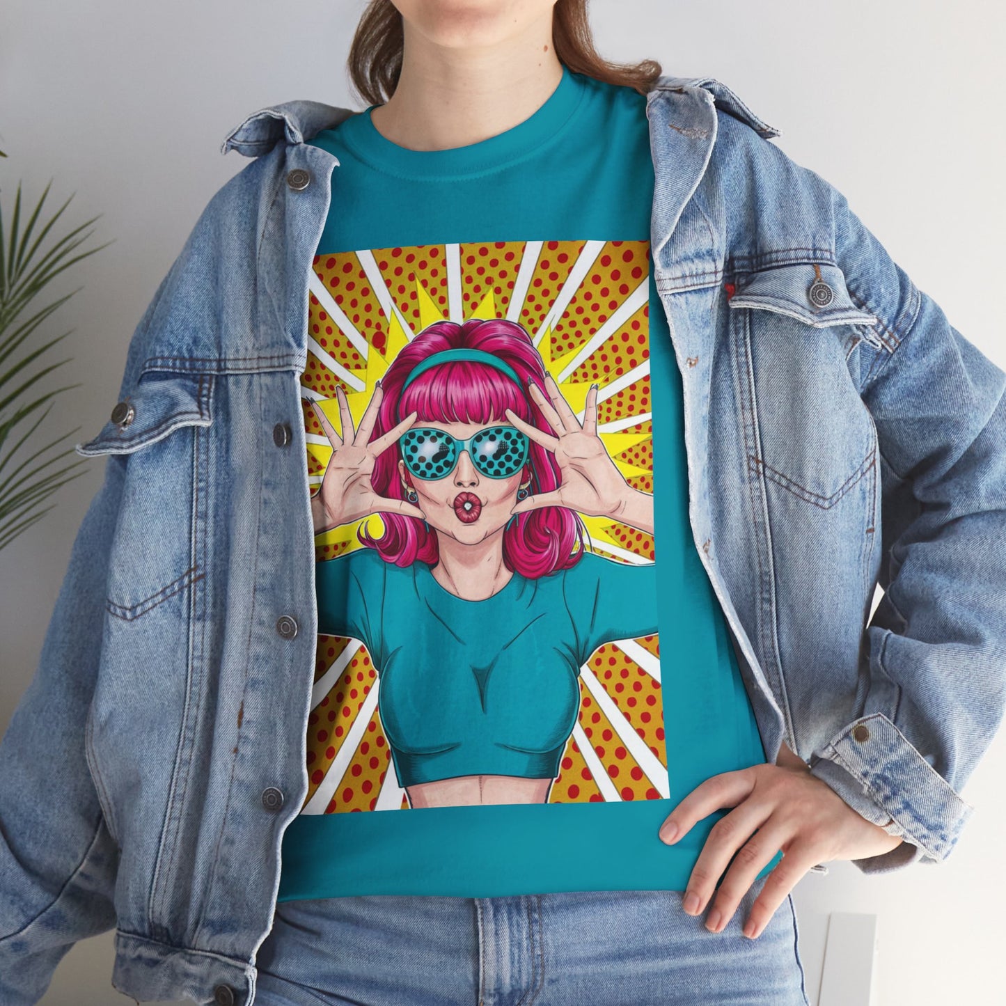 Sexy Retro PopArt Girl Vibrant Colors Unisex heavy cotton Tshirt