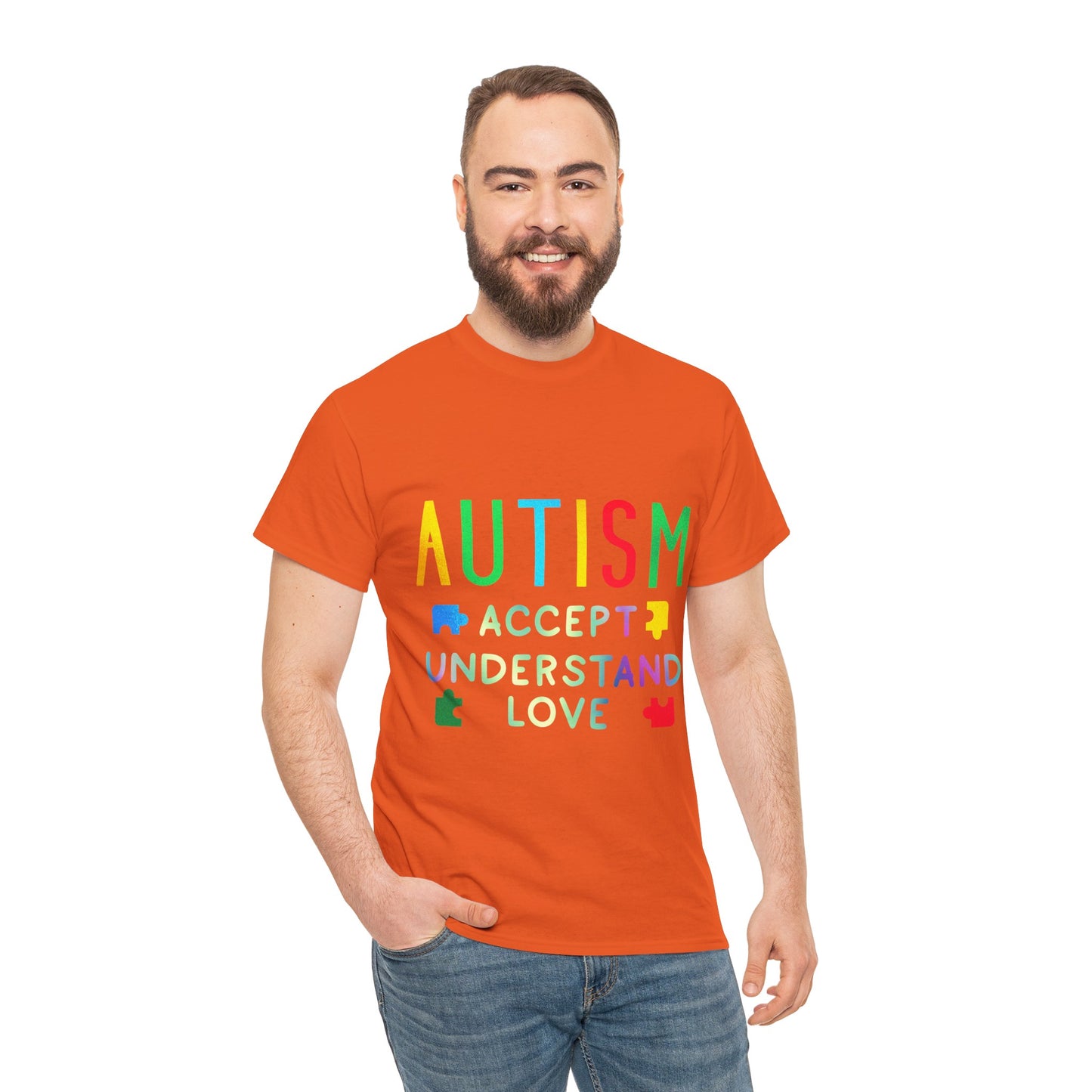 Autism ACCEPT UNDERSTAND LOVE T-shirt Unisex Heavy Cotton