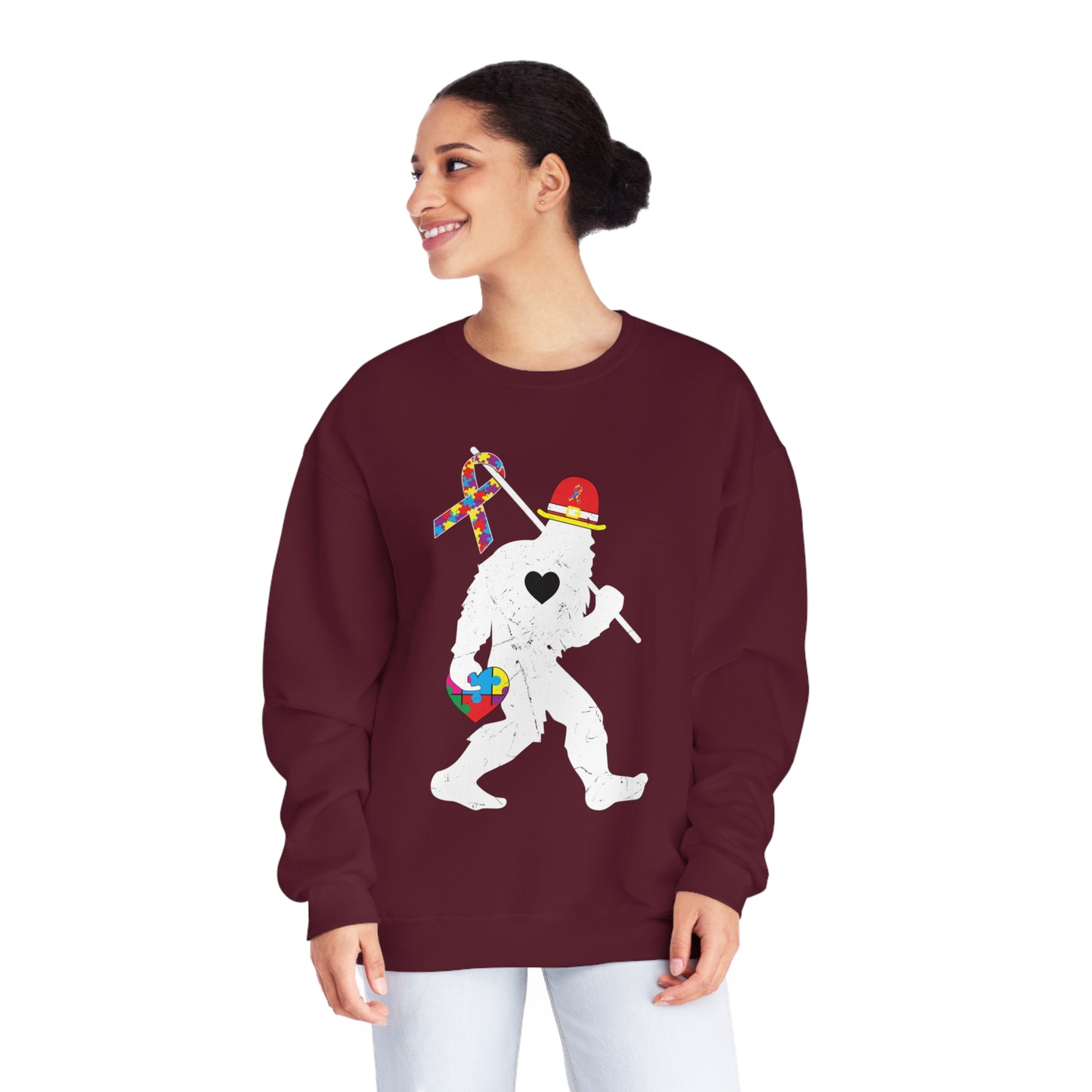 Bigfoot Heart Puzzle Piece Autism Unisex NuBlend® Crewneck Sweatshirt
