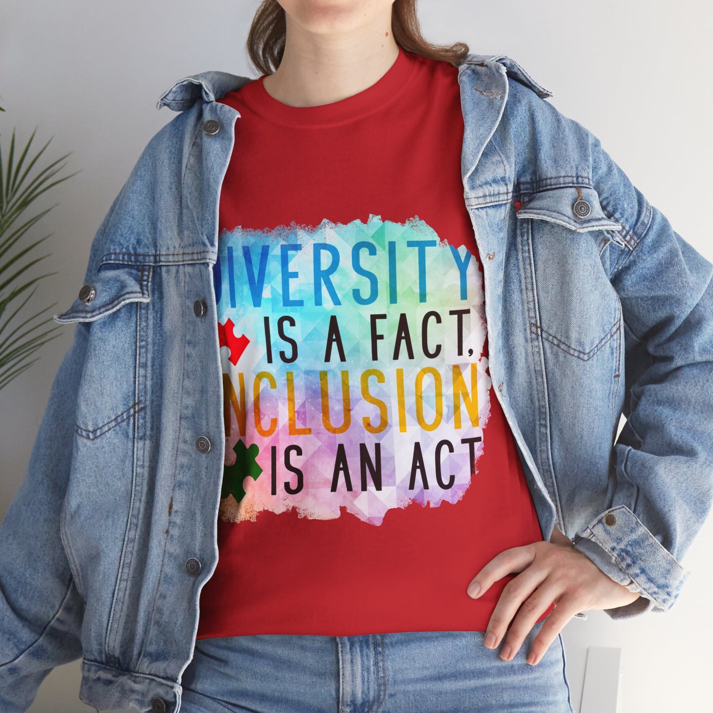 Autism Diversity is a Fact, Inclusion is an Act T-shirt Unisex Heavy Cotton
