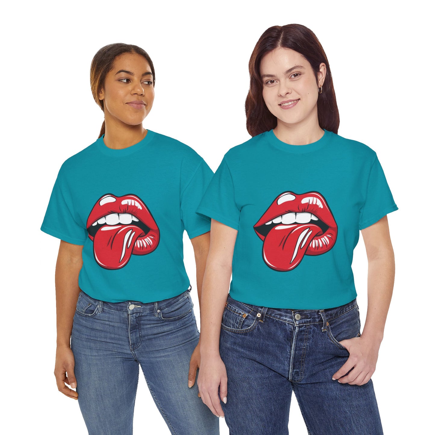 Sexy Retro PopArt Red Lips and Tounge Unisex heavy cotton Tshirt