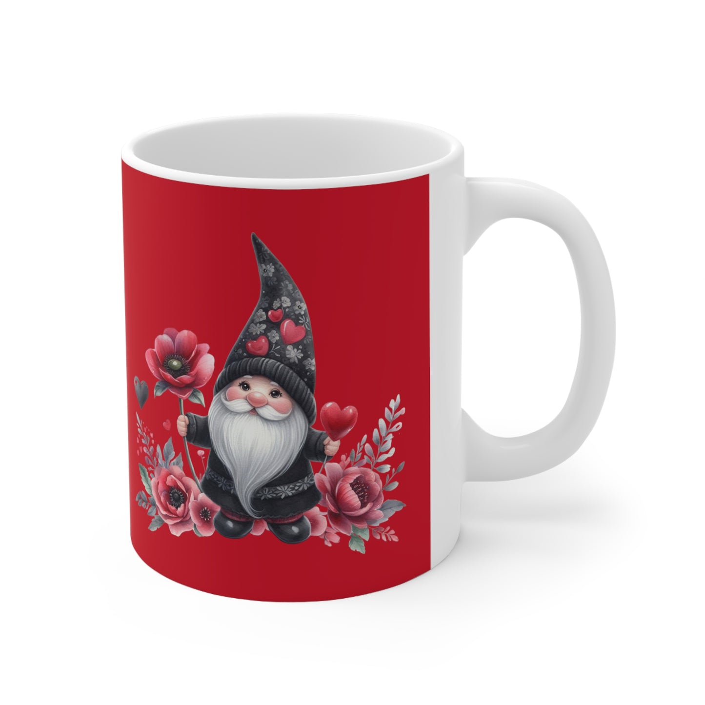 Black Valentine Gnome Ceramic Mug 11oz
