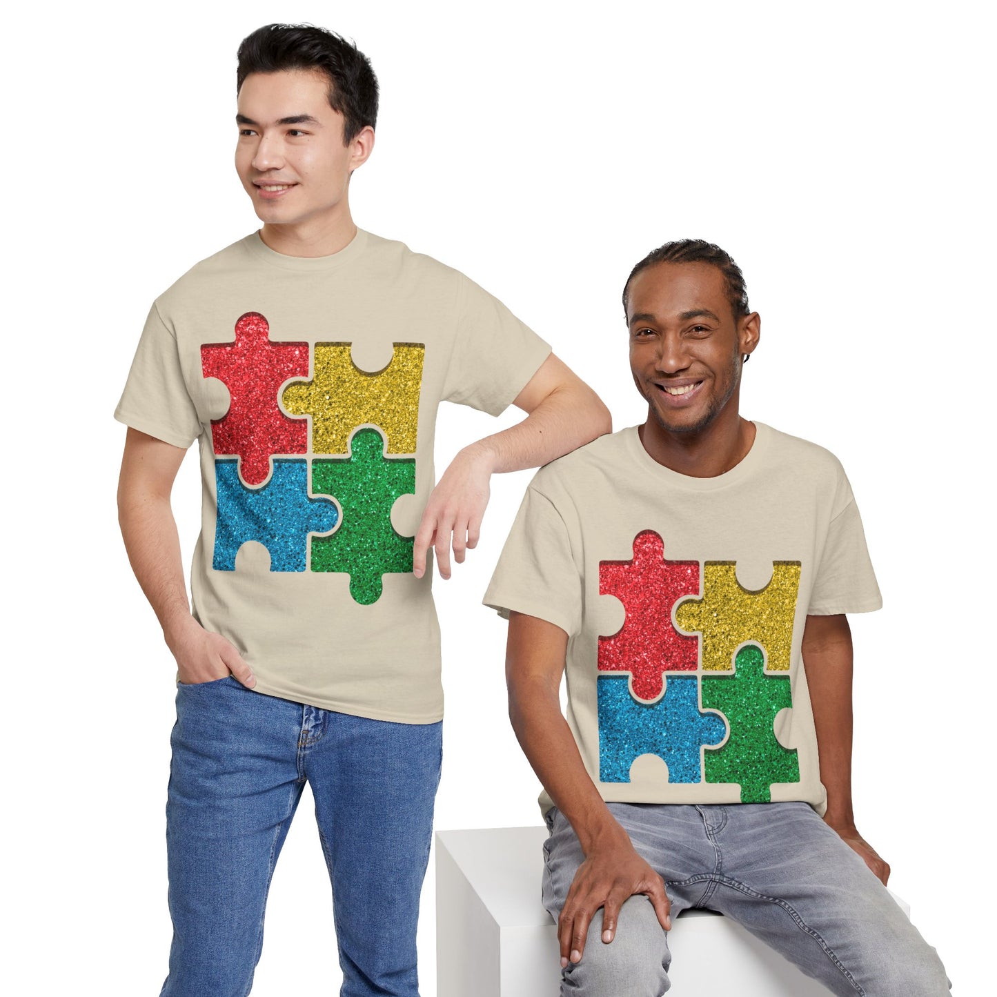 Autism Puzzle Pieces T-shirt Unisex Heavy Cotton