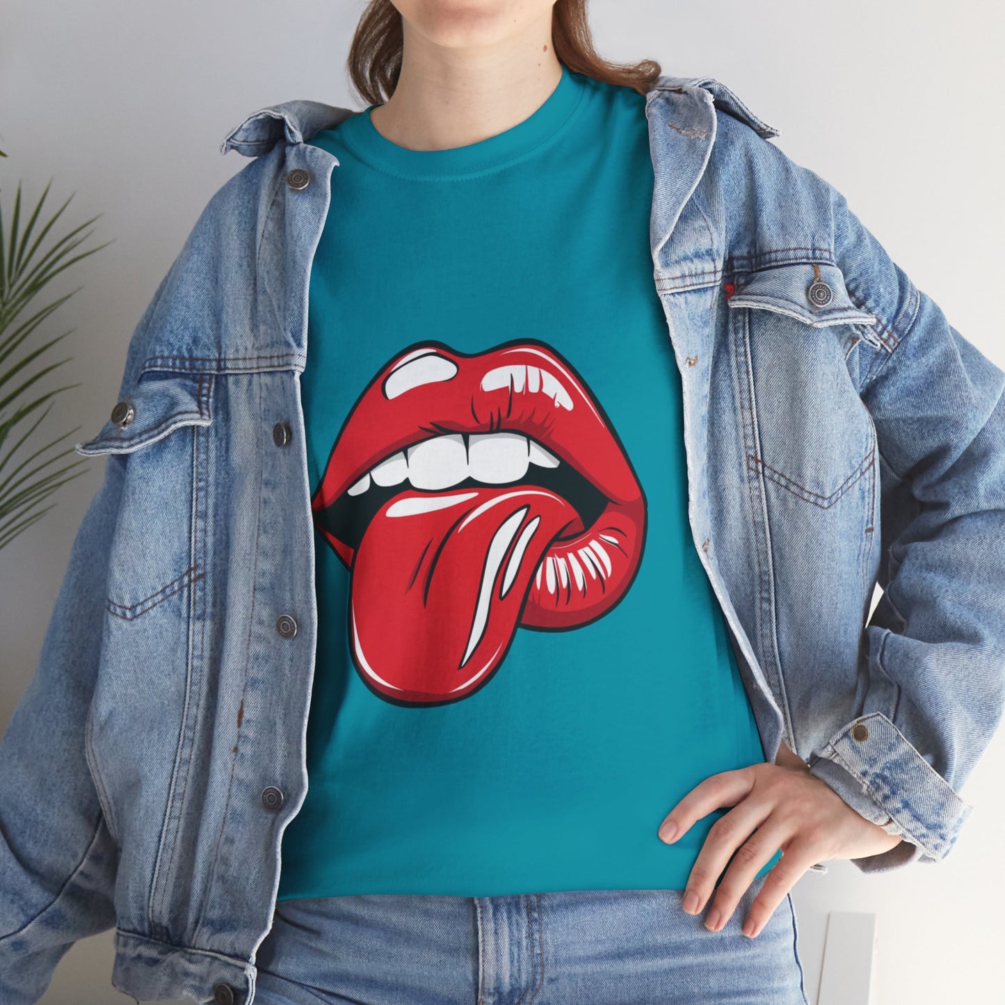 Sexy Retro PopArt Red Lips and Tounge Unisex heavy cotton Tshirt