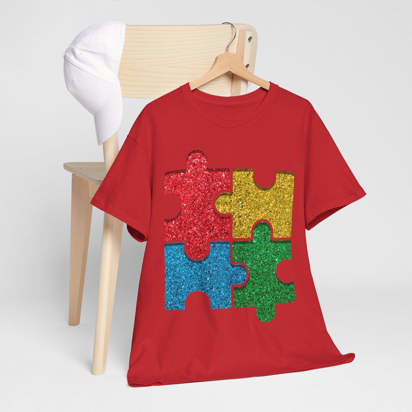 Autism Puzzle Pieces T-shirt Unisex Heavy Cotton