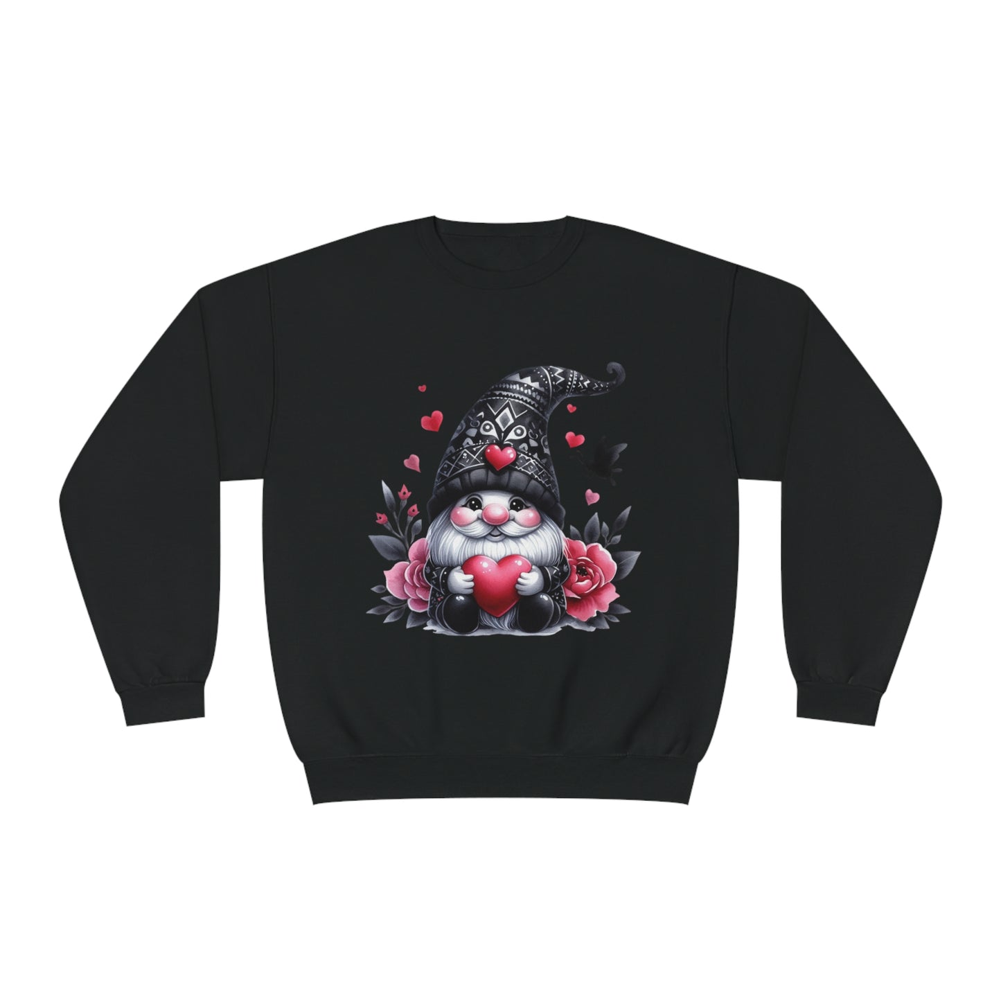 Black Valentine Gnome Unisex NuBlend® Crewneck Sweatshirt