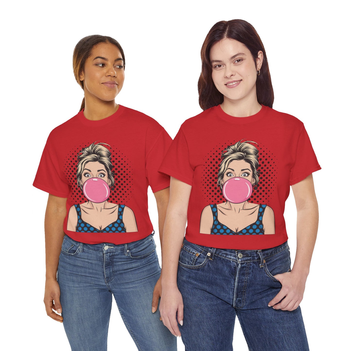 PopArt Girl Bubble Gum Bubble Tshirt unisex heavy cotton