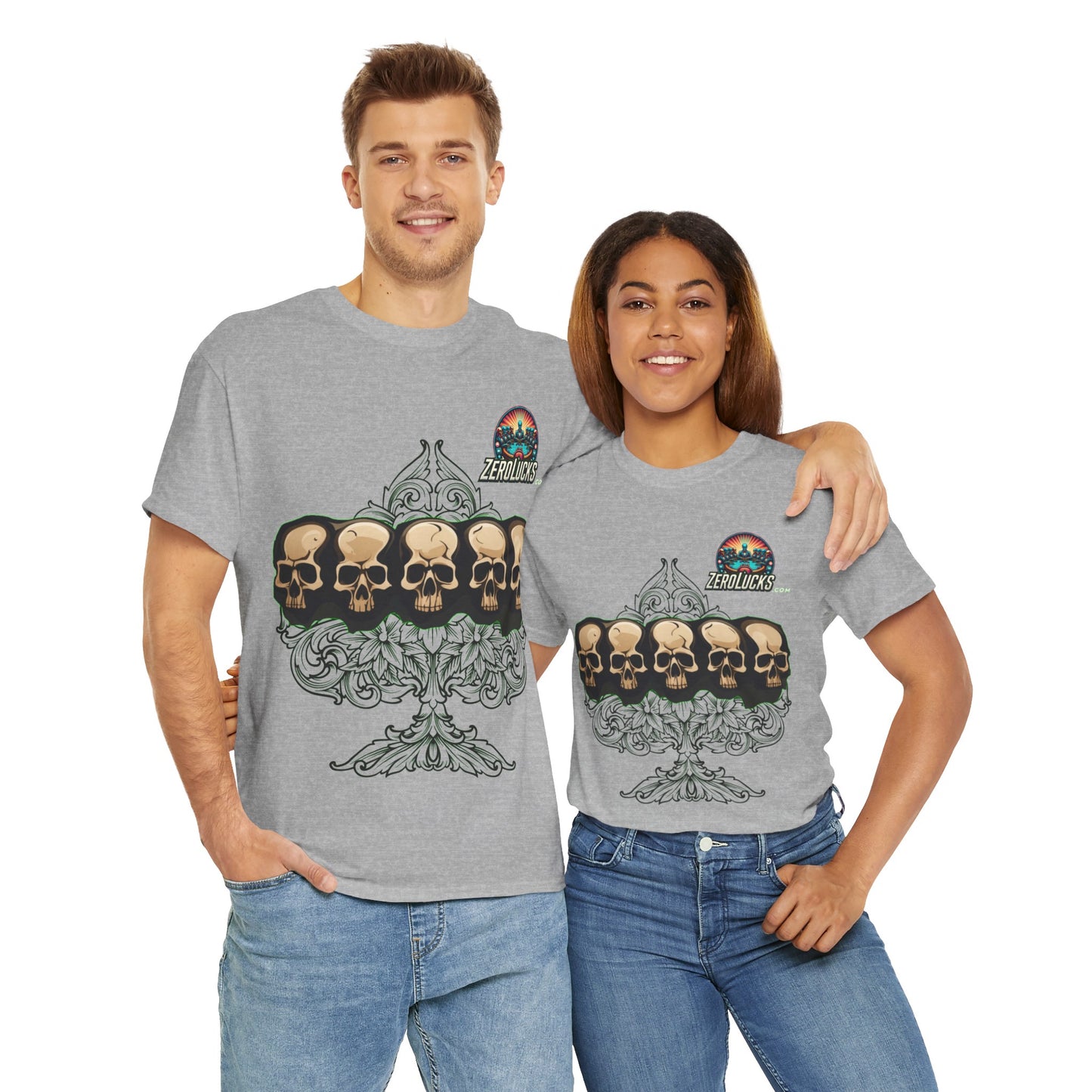 No Lucks Skulls with Spade T-shirt Unisex Heavy Cotton
