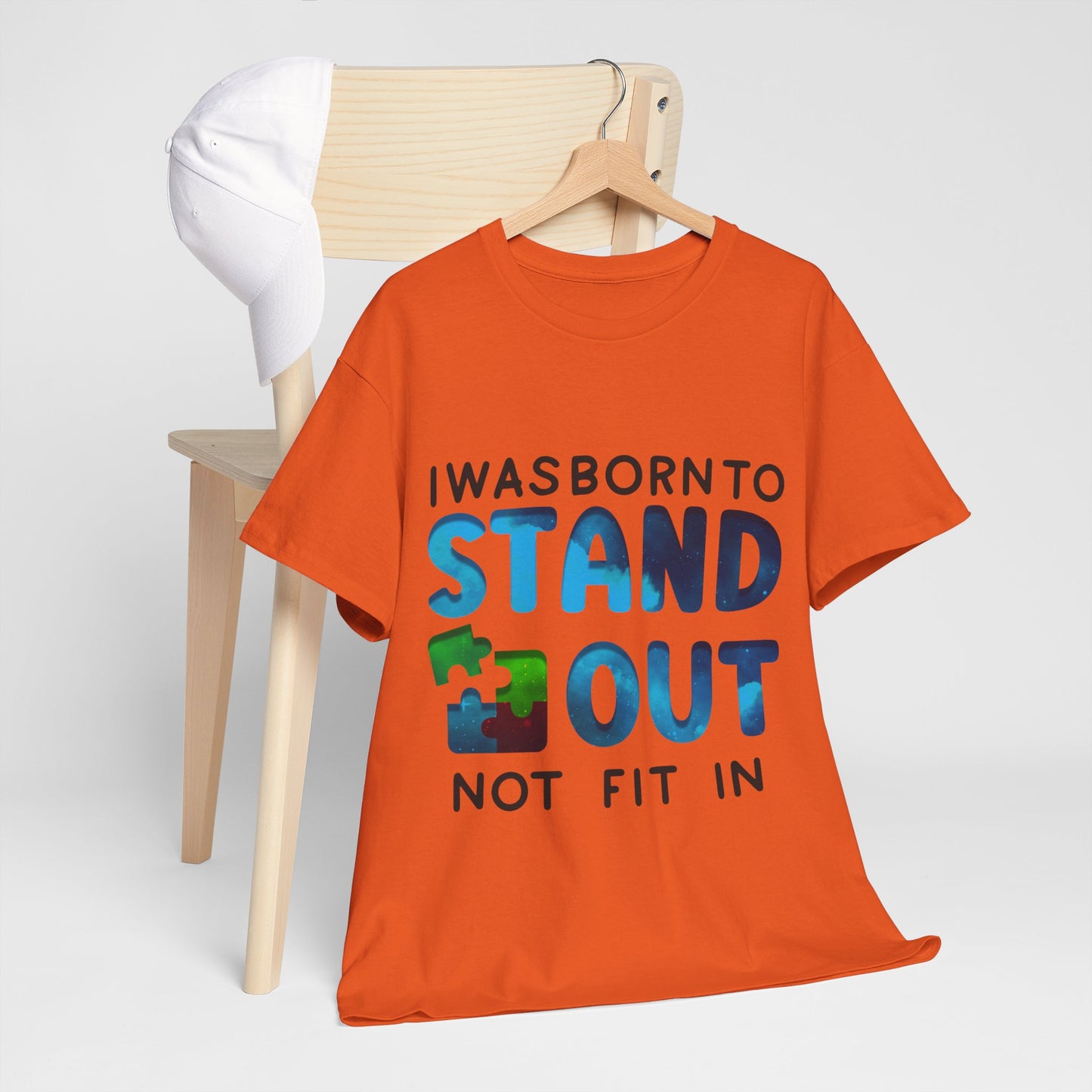 Autism I was Born To Stand Out T-shirt Unisex Heavy Cotton