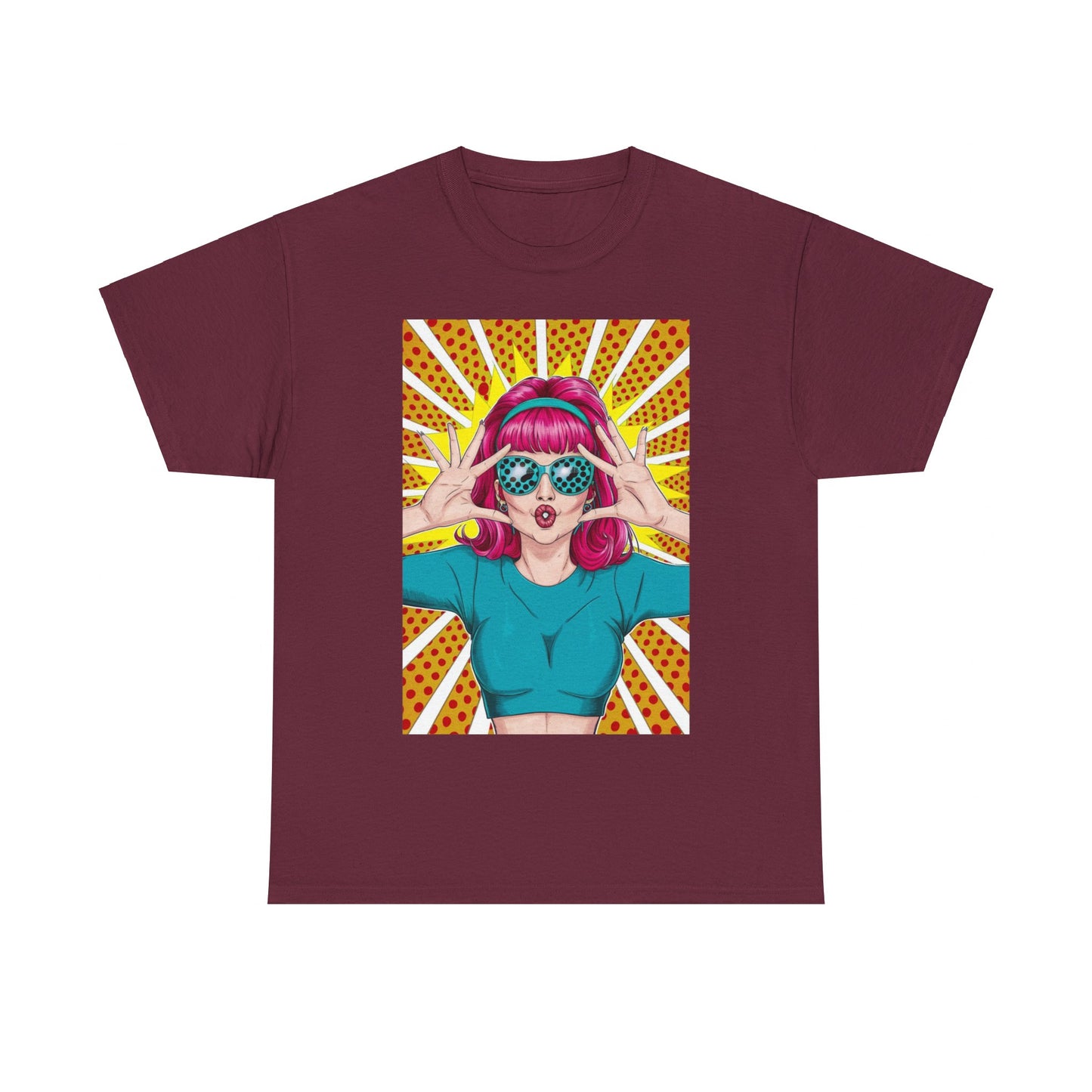 Sexy Retro PopArt Girl Vibrant Colors Unisex heavy cotton Tshirt