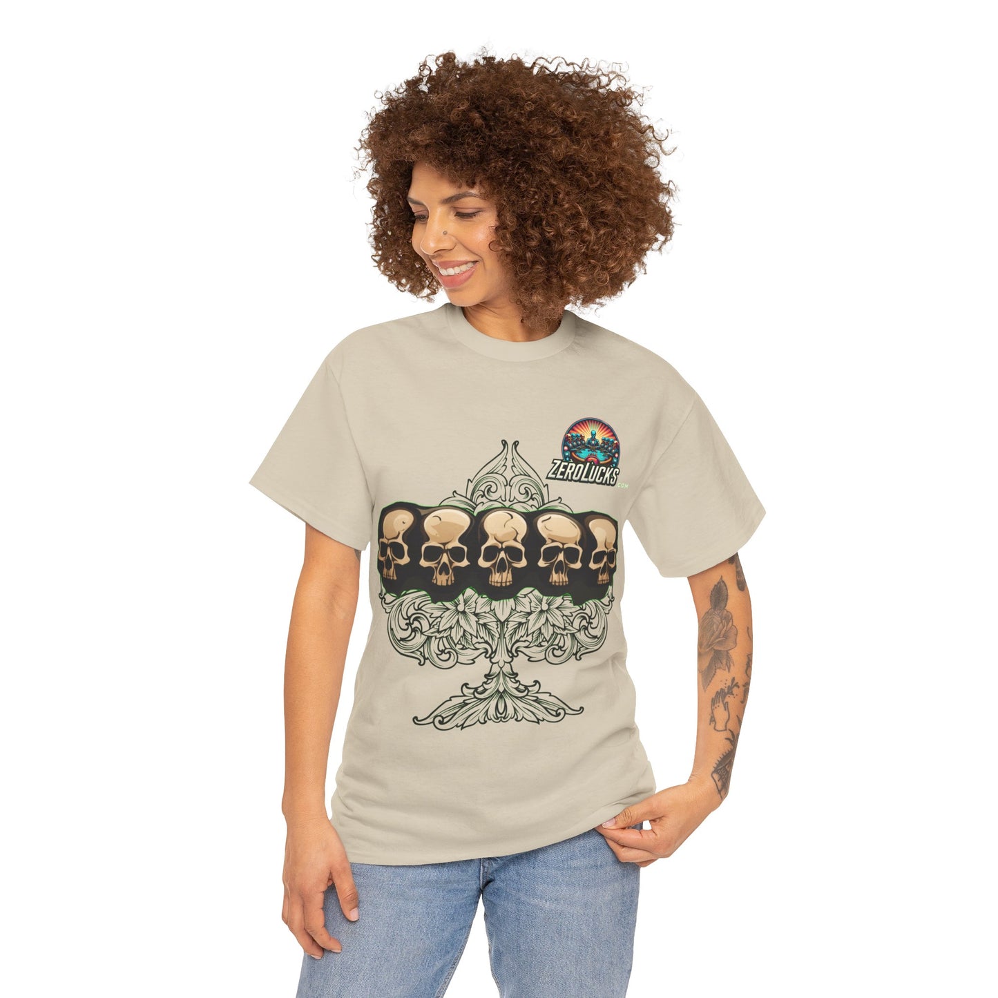 No Lucks Skulls with Spade T-shirt Unisex Heavy Cotton
