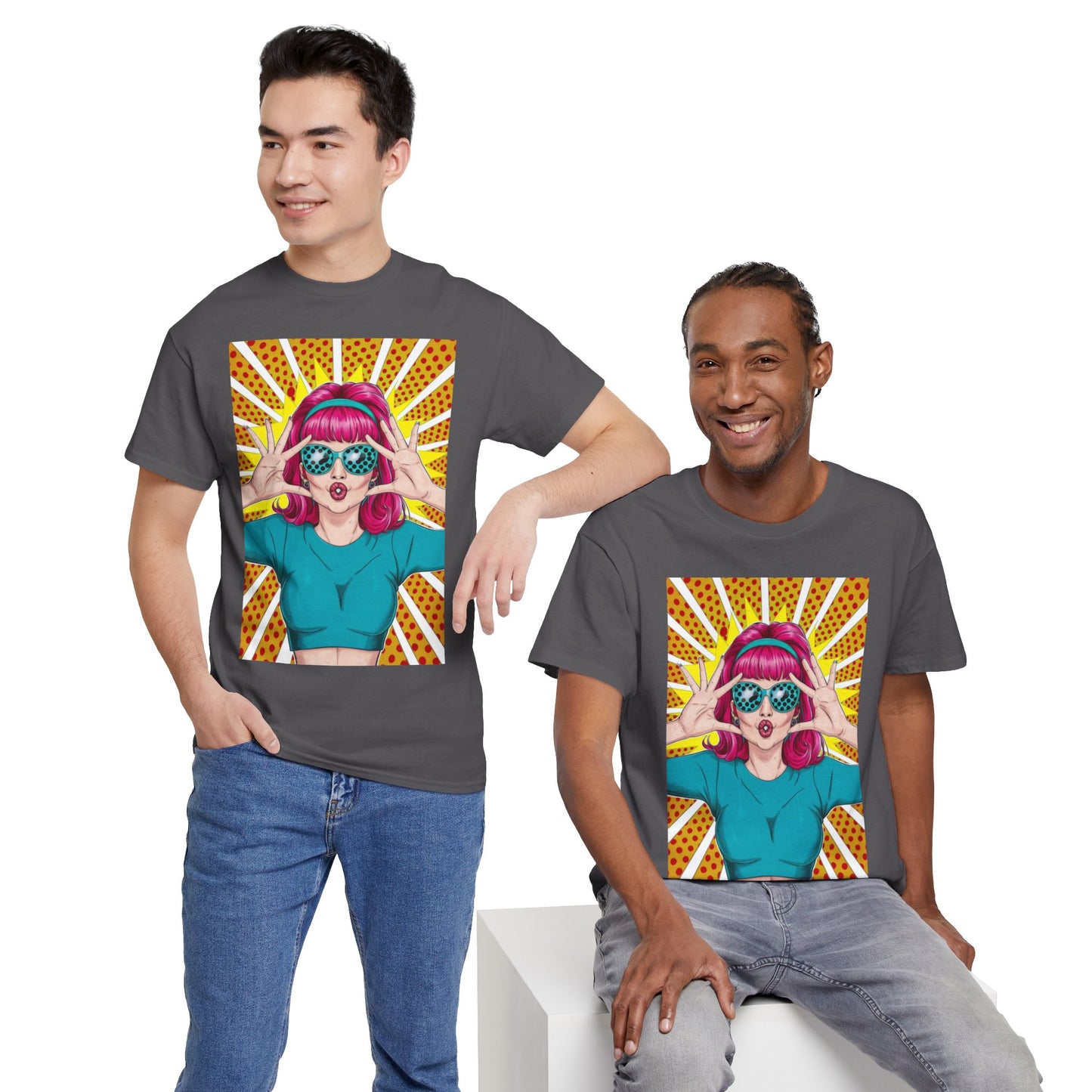 Sexy Retro PopArt Girl Vibrant Colors Unisex heavy cotton Tshirt